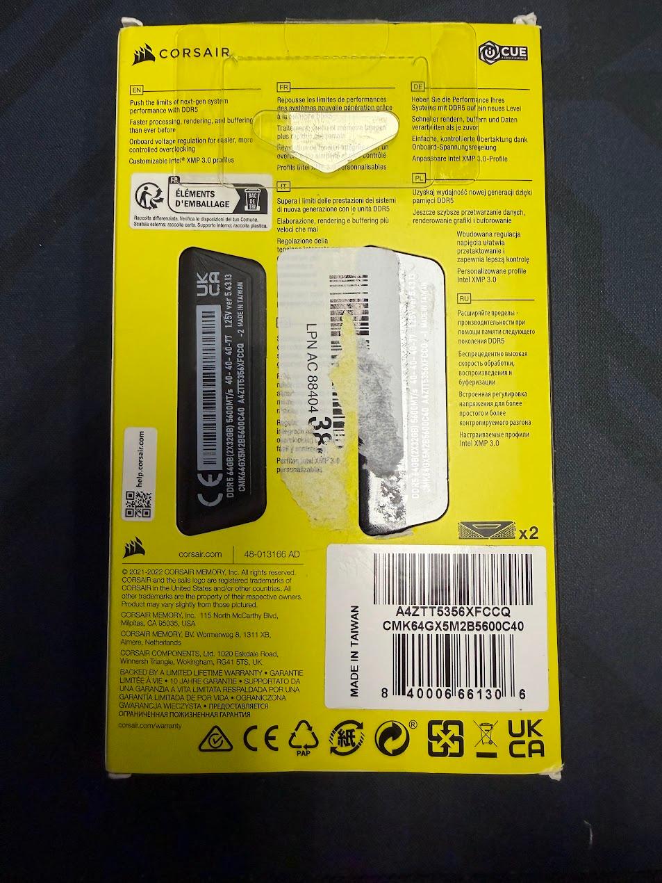 Corsair Vengeance DDR5 RAM - 64 GB (2x32GB - 5600)