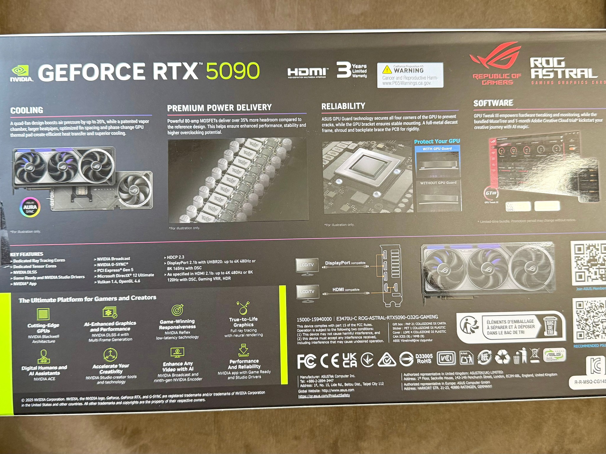 ASUS-ROG Astral NVIDIA GeForce RTX 5090 32GB GDDR7 PCI Express 5.0 Graphics Card