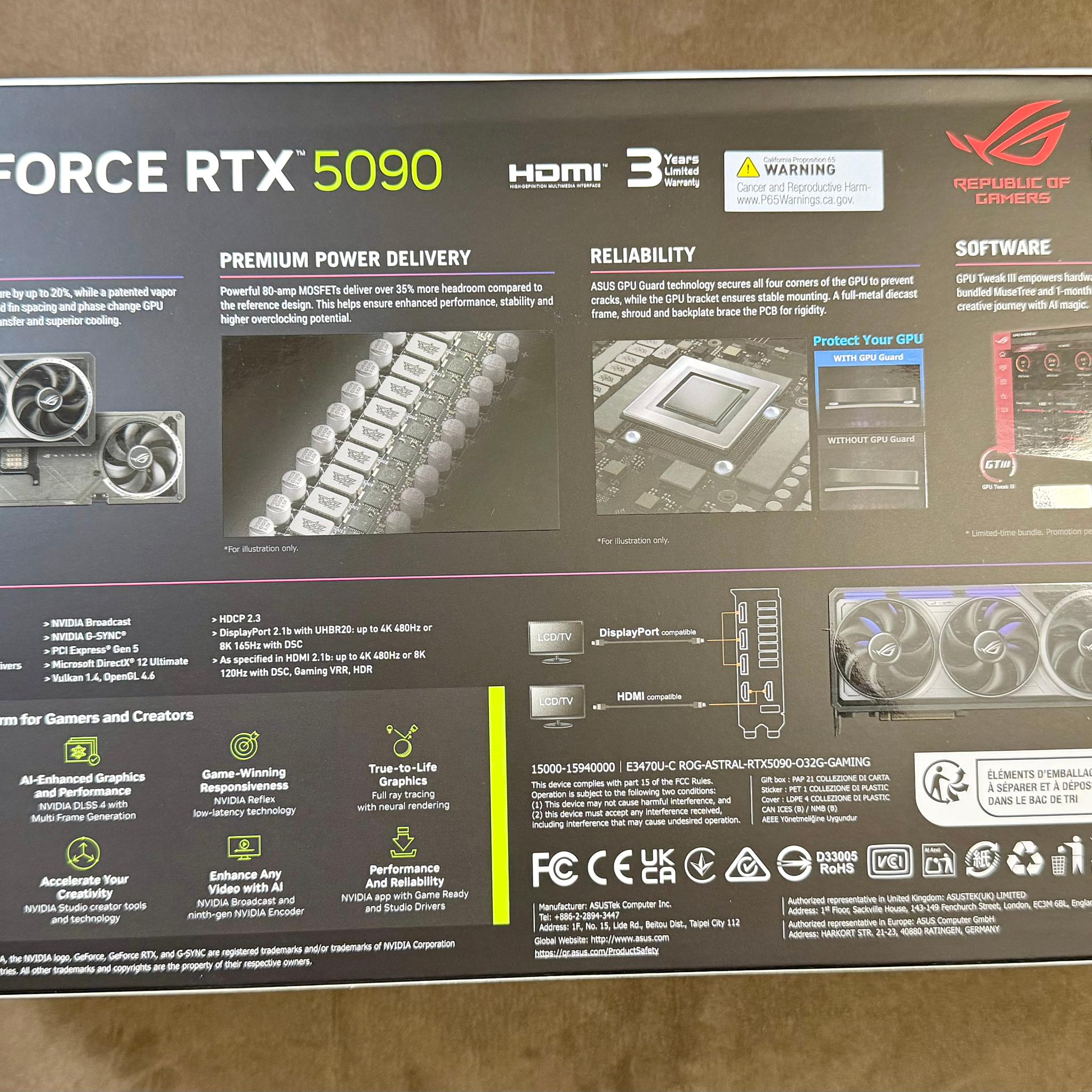 ASUS-ROG Astral NVIDIA GeForce RTX 5090 32GB GDDR7 PCI Express 5.0 Graphics Card