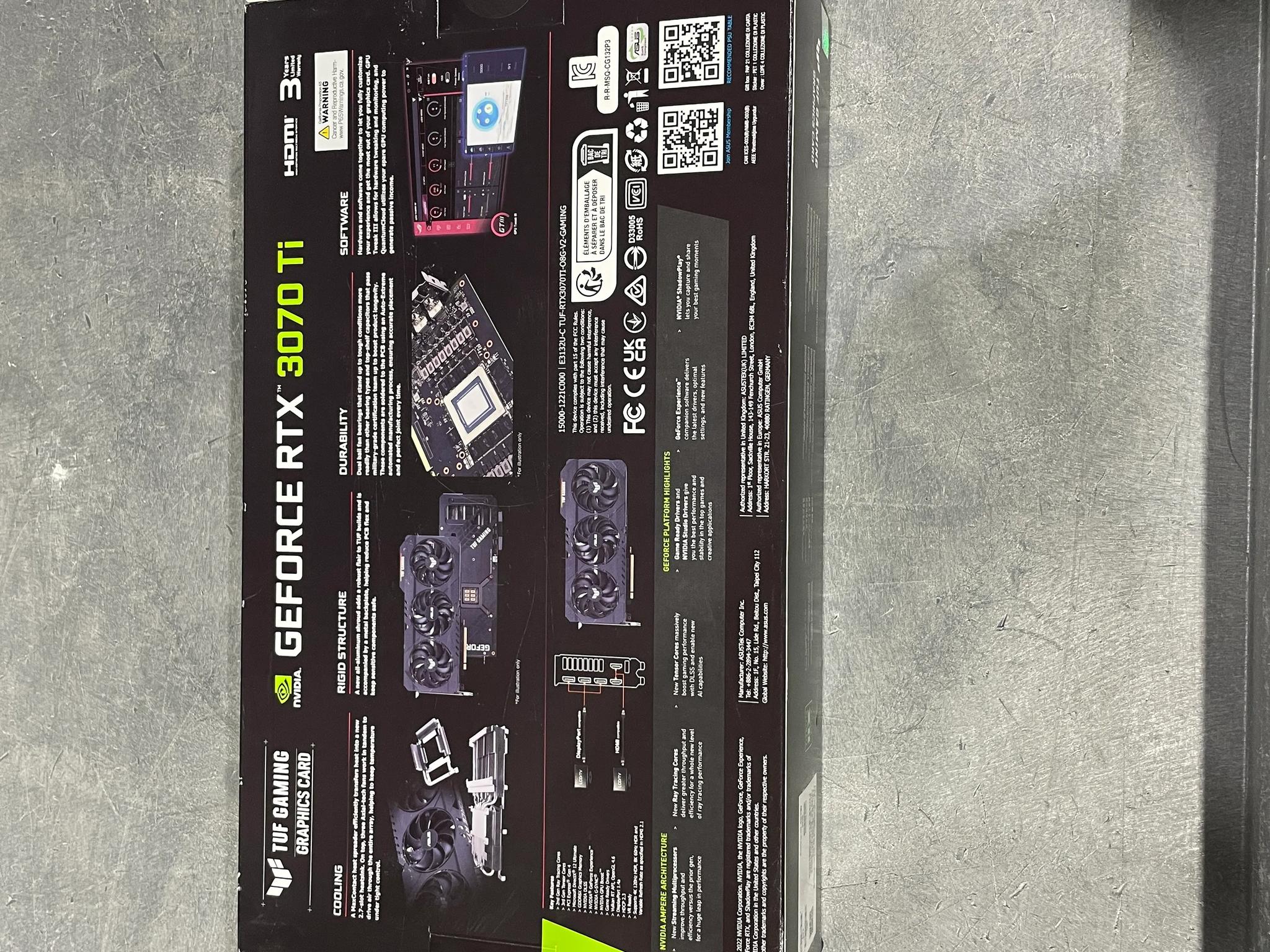 Asus RTX 3070 Ti TUF OC - PN#TUF-RTX3070TI-O8G-V2-GAMING