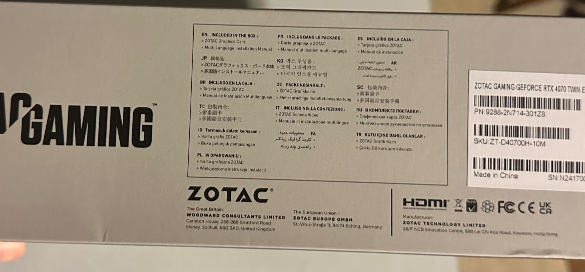 Zotac Gaming 4070 Twin Edge OC Edition