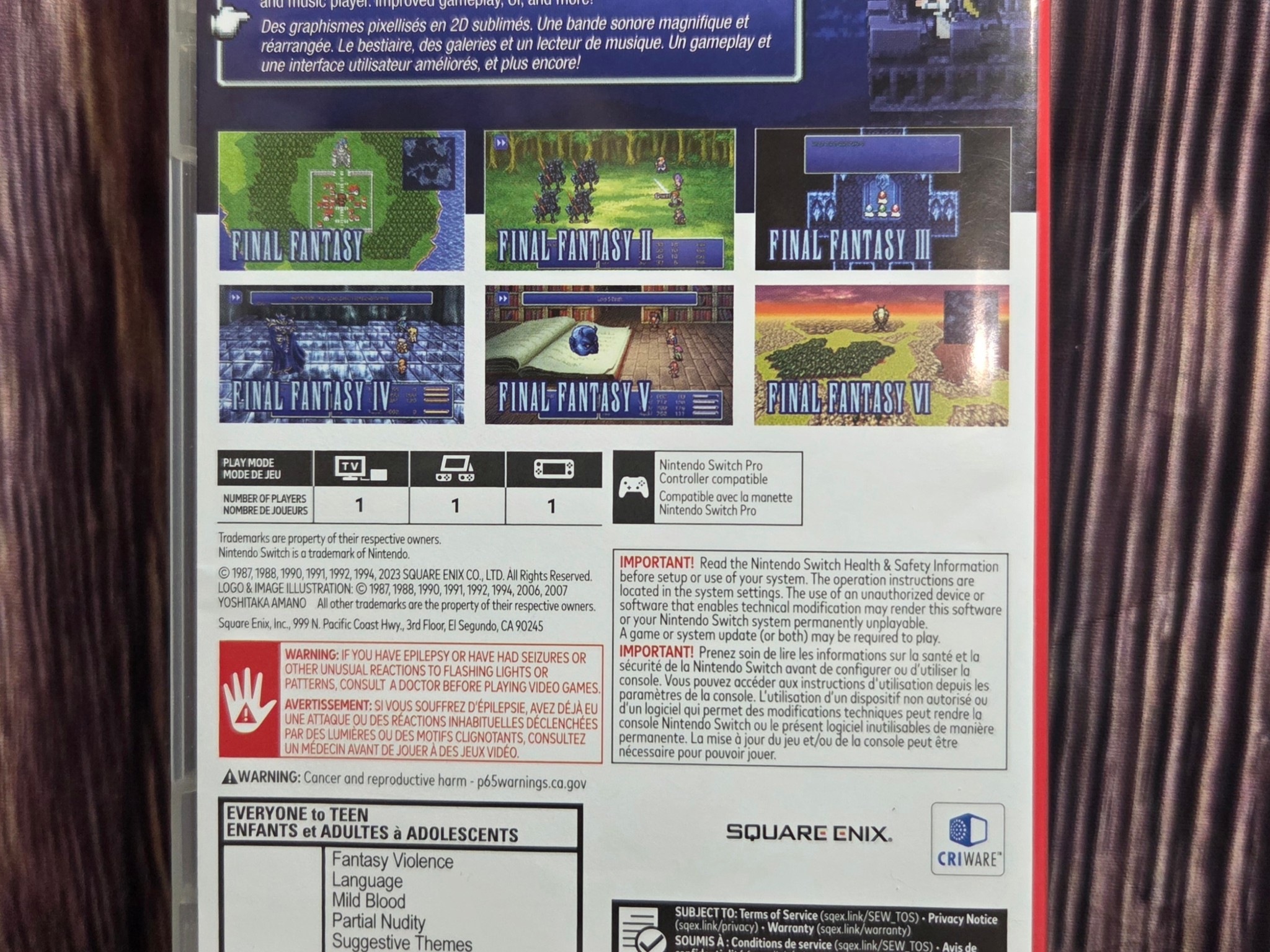 Final Fantasy I II III IV V VI Collection Aniversary Edition W/ Stickers Nintendo Switch