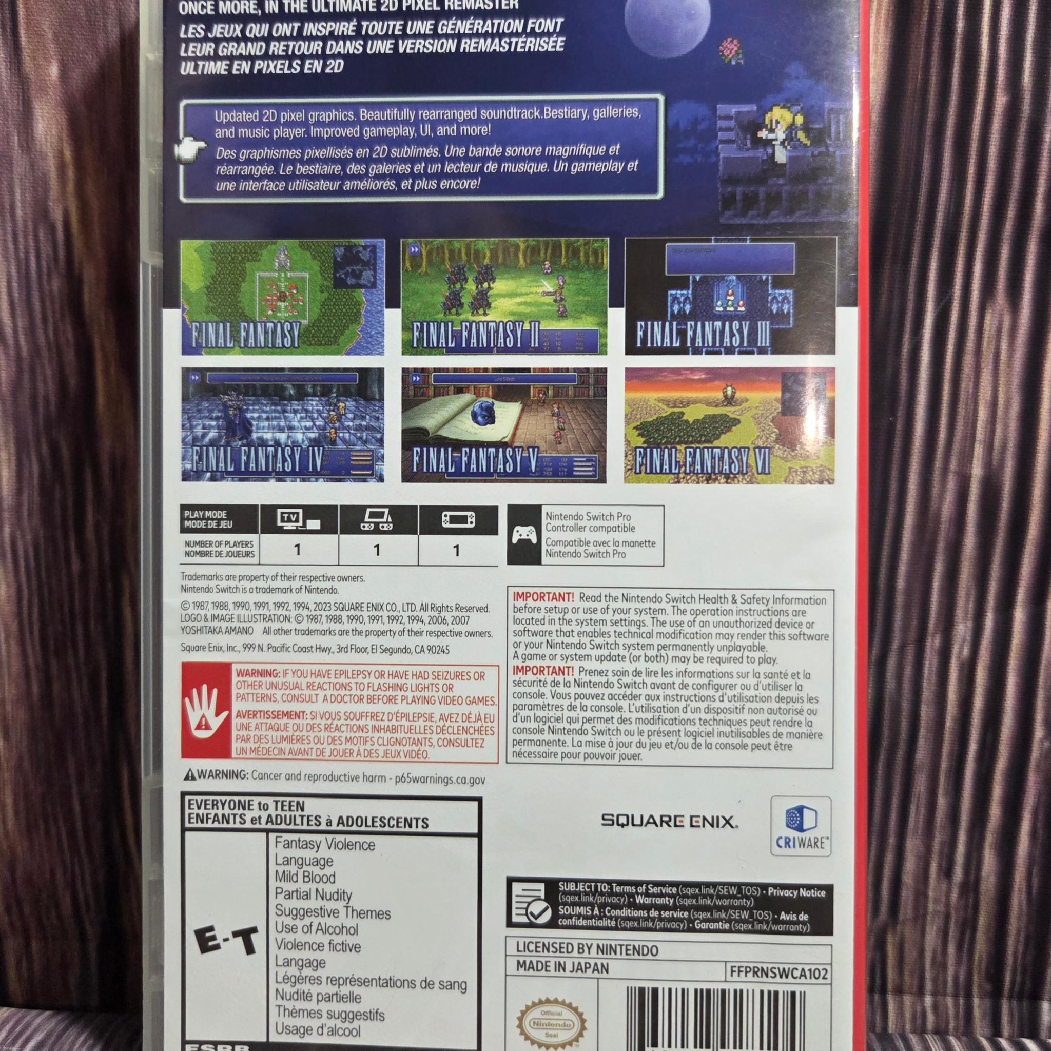 Final Fantasy I II III IV V VI Collection Aniversary Edition W/ Stickers Nintendo Switch