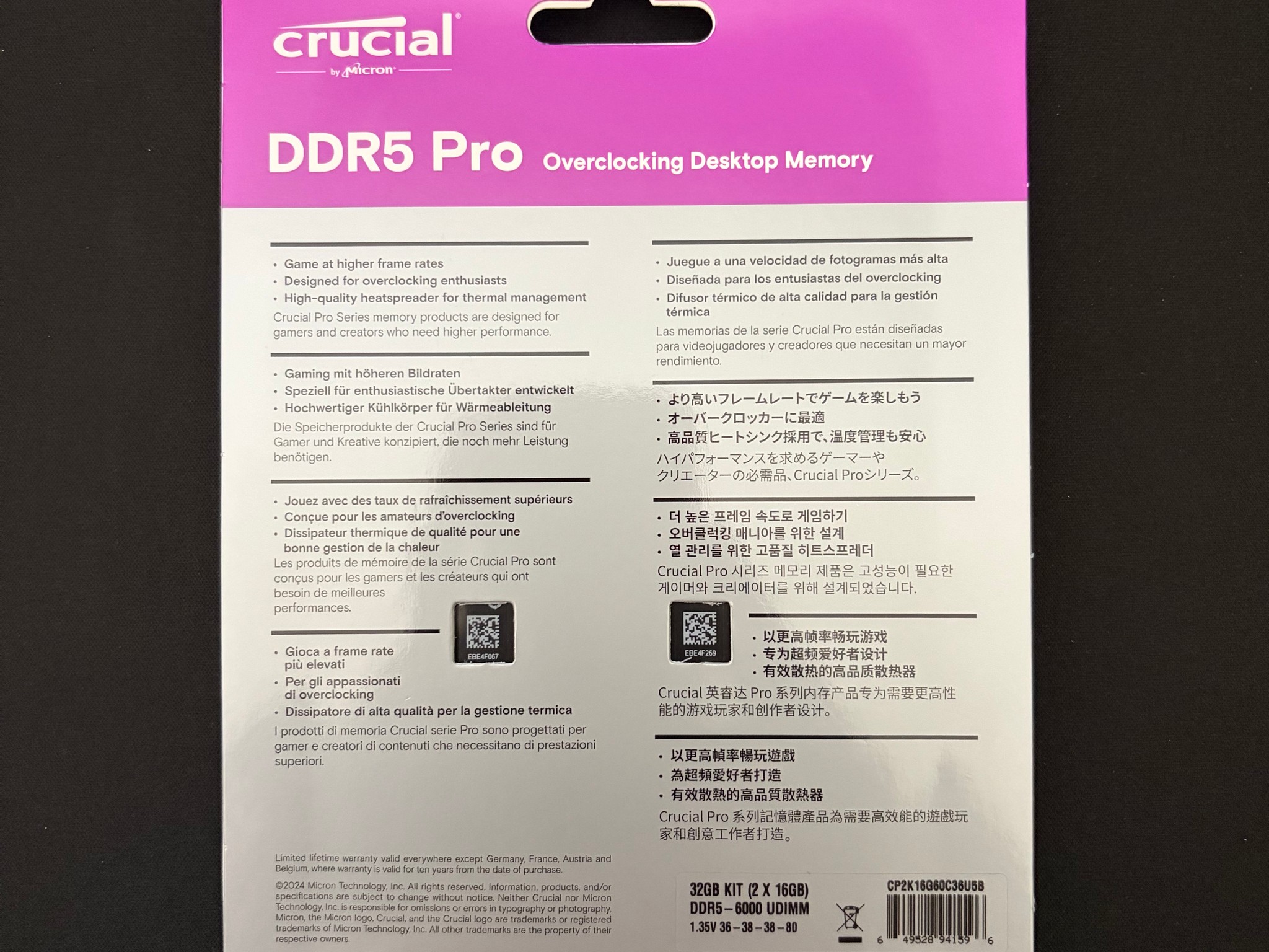 Crucial Pro 32GB (2x16GB) 6000MT/s CL36 DDR5 RAM