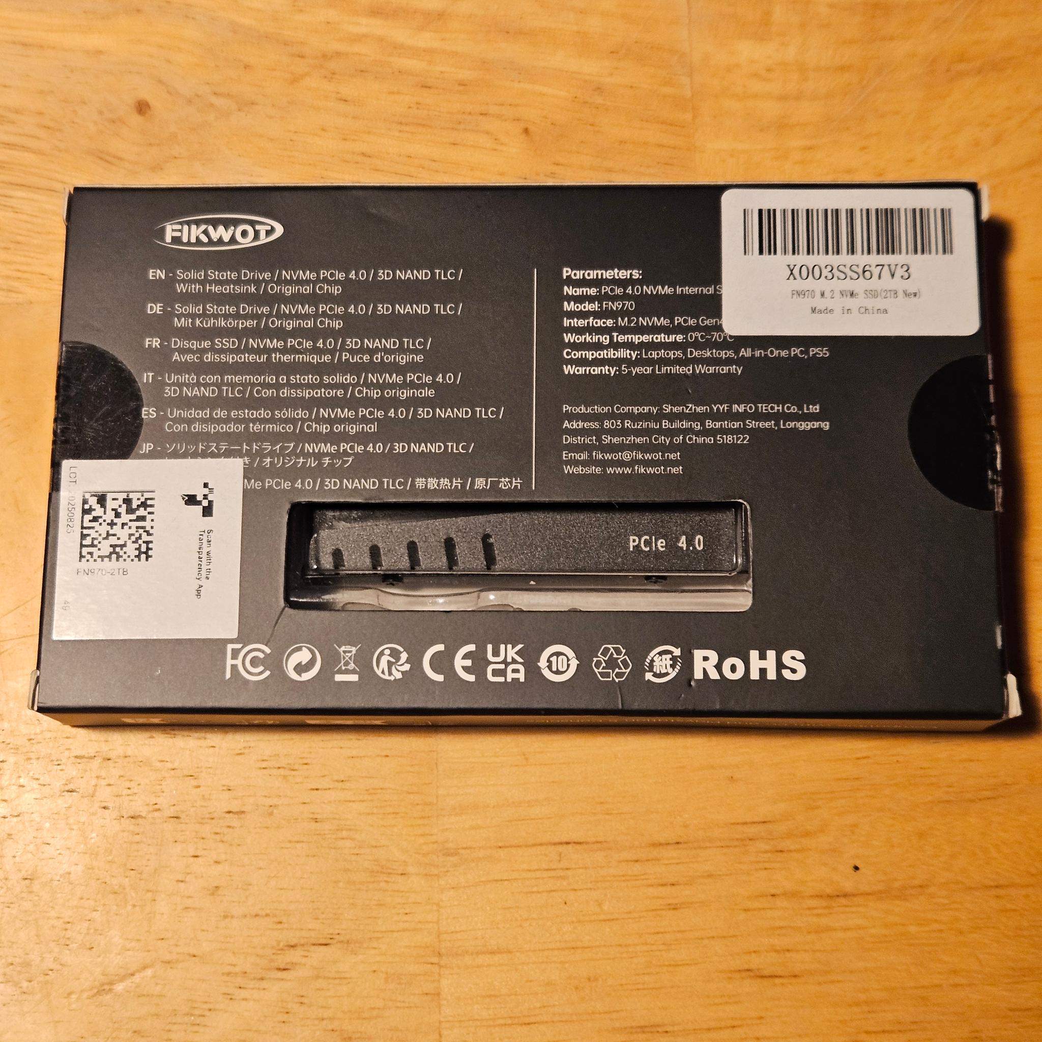 Fikwot FN 970 2TB with heatsink