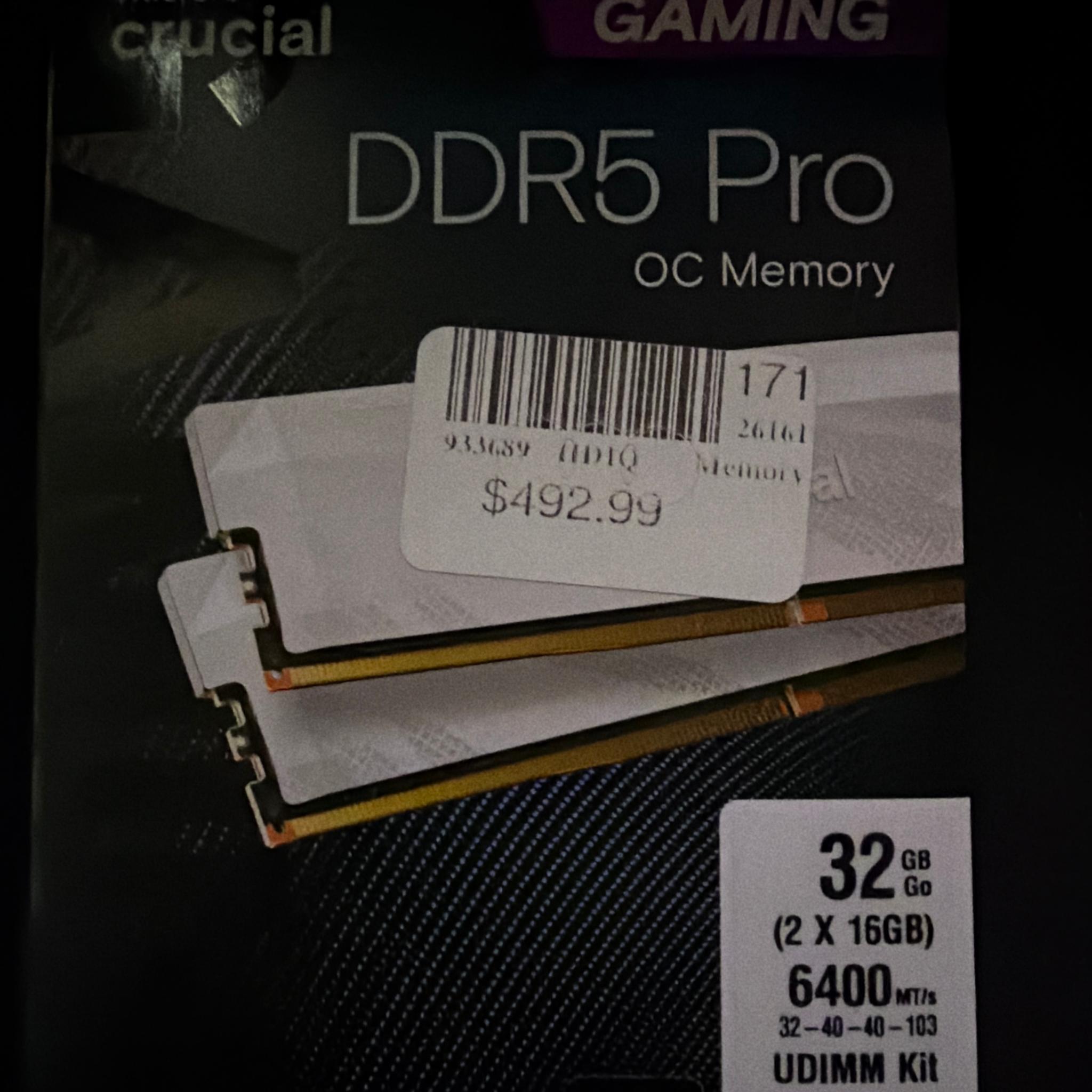 MICRON CRUCIAL GAMING PRO DDR5 MEMORY KIT OPEN BOX NEW