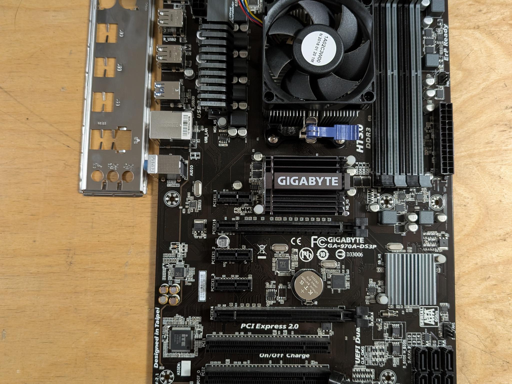 AMD FX 8320E + Gigabyte 970 motherboard + CPU cooler