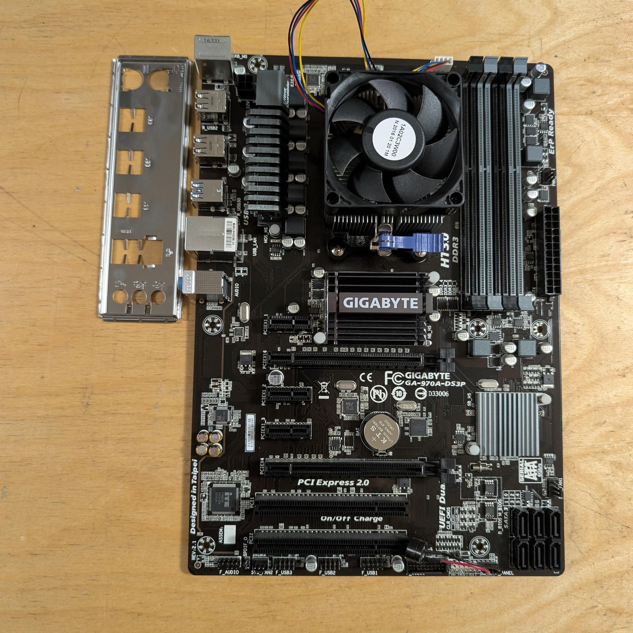 AMD FX 8320E + Gigabyte 970 motherboard + CPU cooler