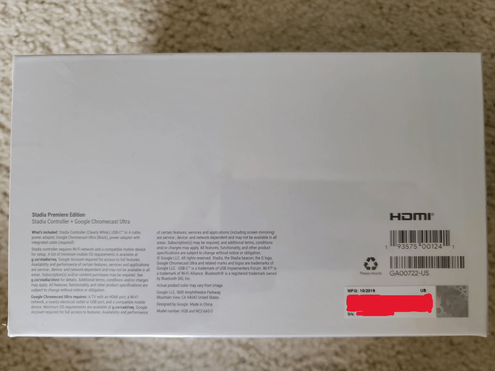 Google Stadia Premiere Edition Clearly White Brand New Sealed With Controller + Chromecast Ultra