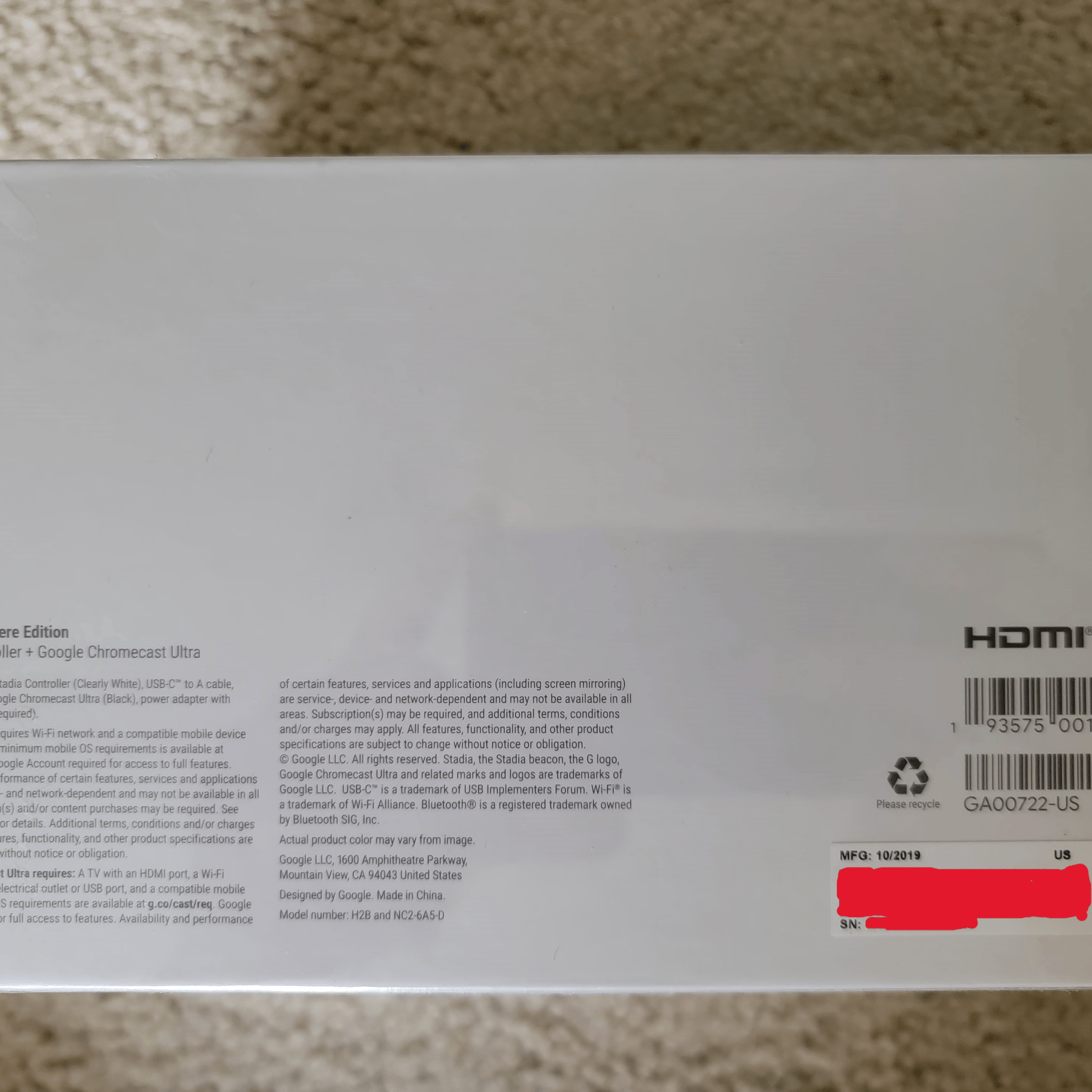 Google Stadia Premiere Edition Clearly White Brand New Sealed With Controller + Chromecast Ultra