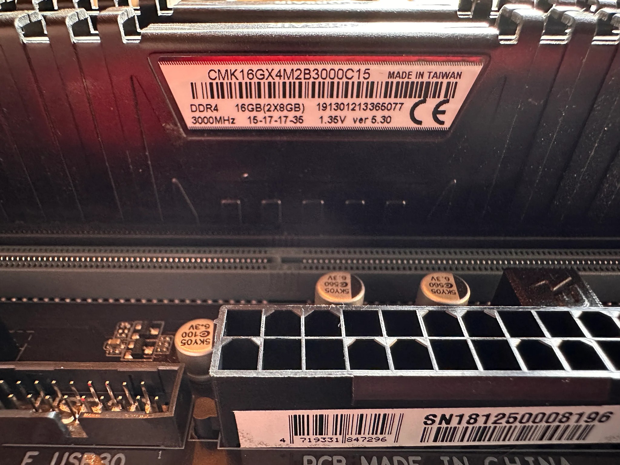 Corsair Vengeance LPX Ram, DDR4 3000 MHz, 2 x 8 GB Sticks, 16GB Total