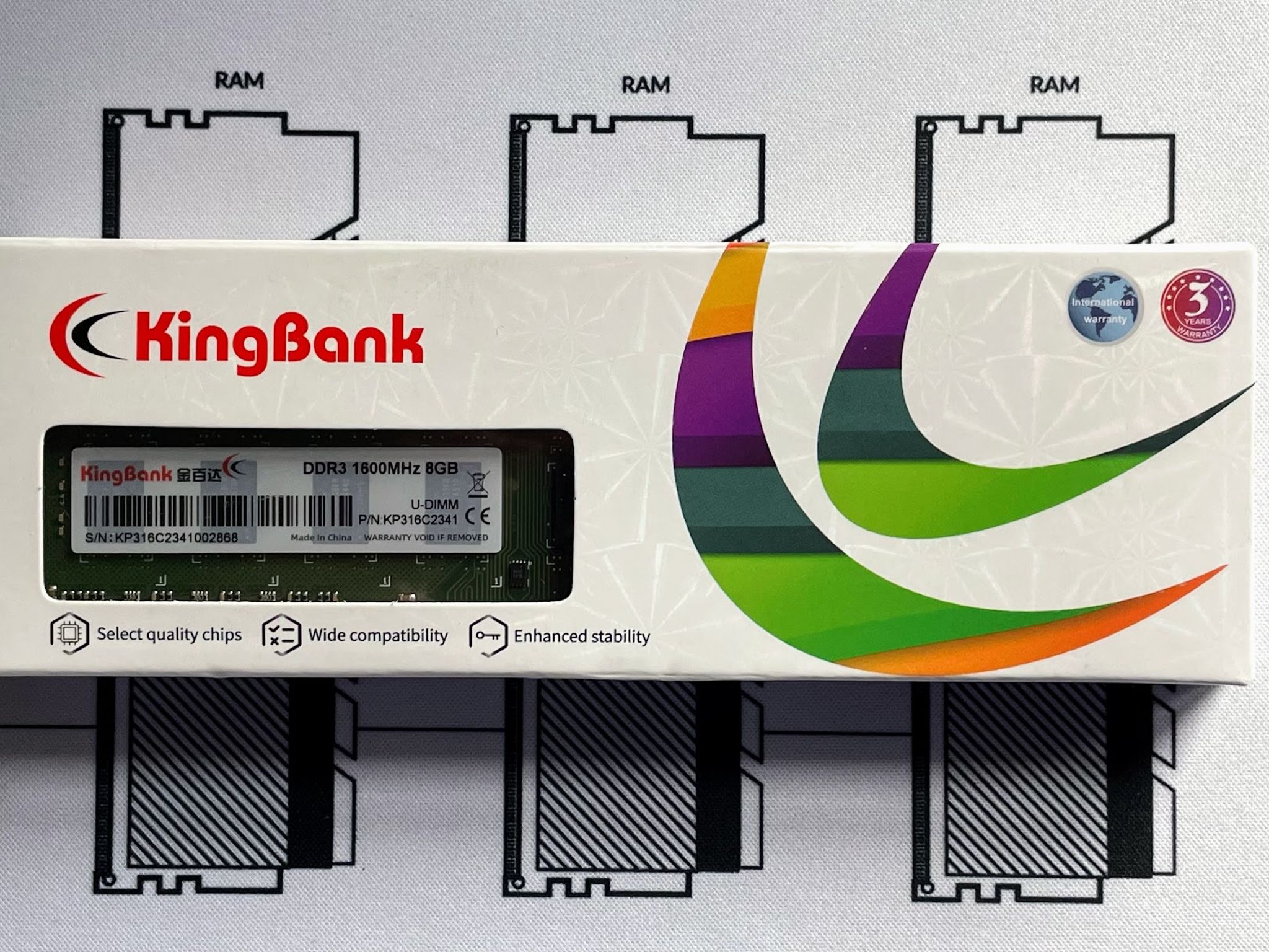 Kingbank DDR3 8GB Kit (1x8GB) 1600 MHz DDR3 CL 11-11-11-28 (KP316C2341) RAM MEMORY