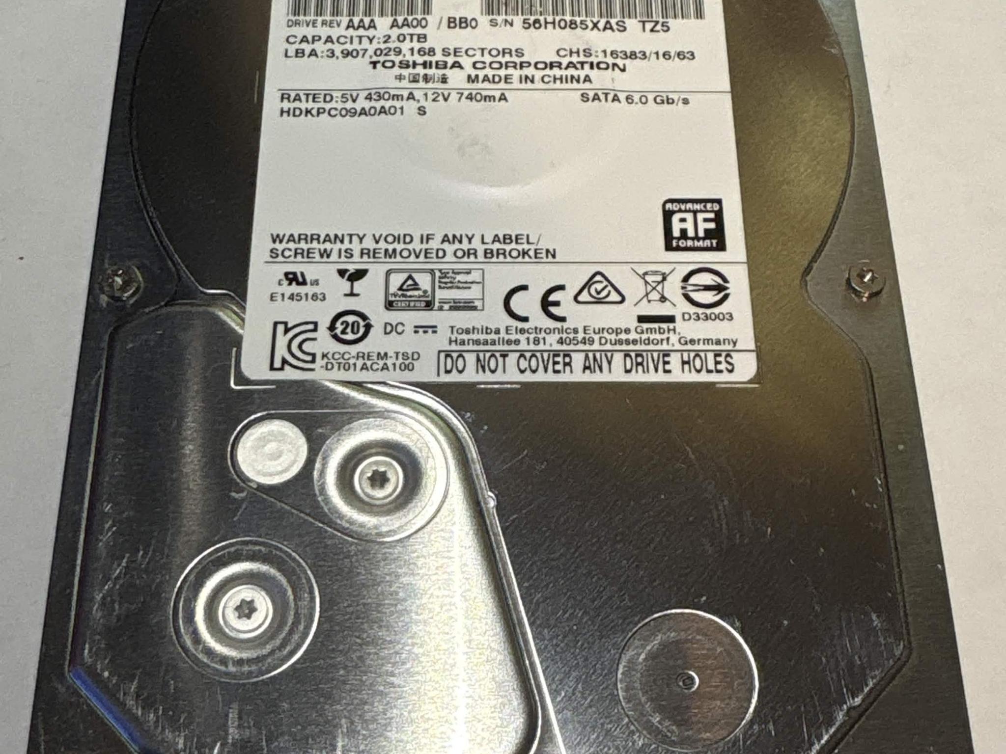 Toshiba DT01ACA200 2TB 7200RPM SATA Hard Drive | Tested & Low Hours