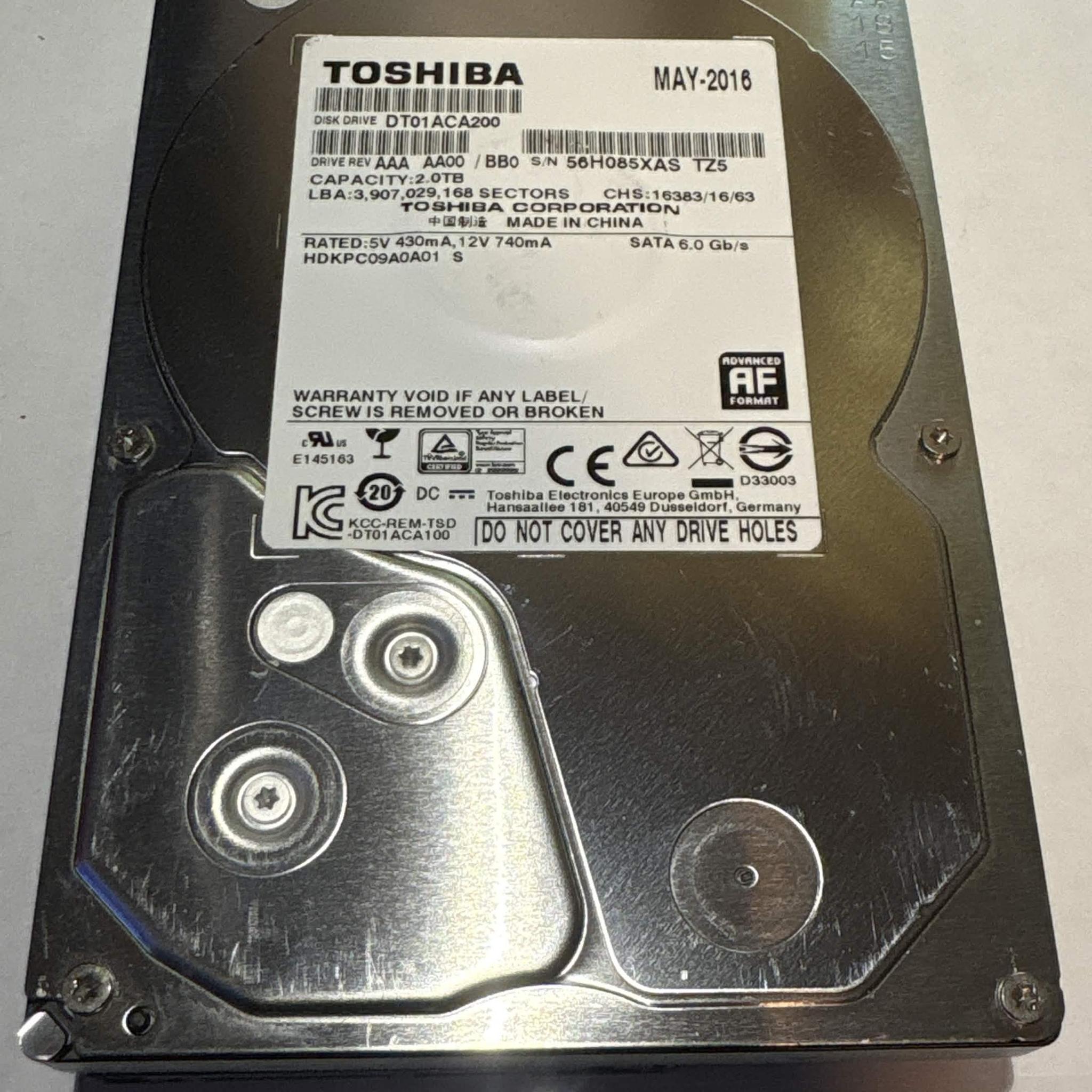 Toshiba DT01ACA200 2TB 7200RPM SATA Hard Drive | Tested & Low Hours