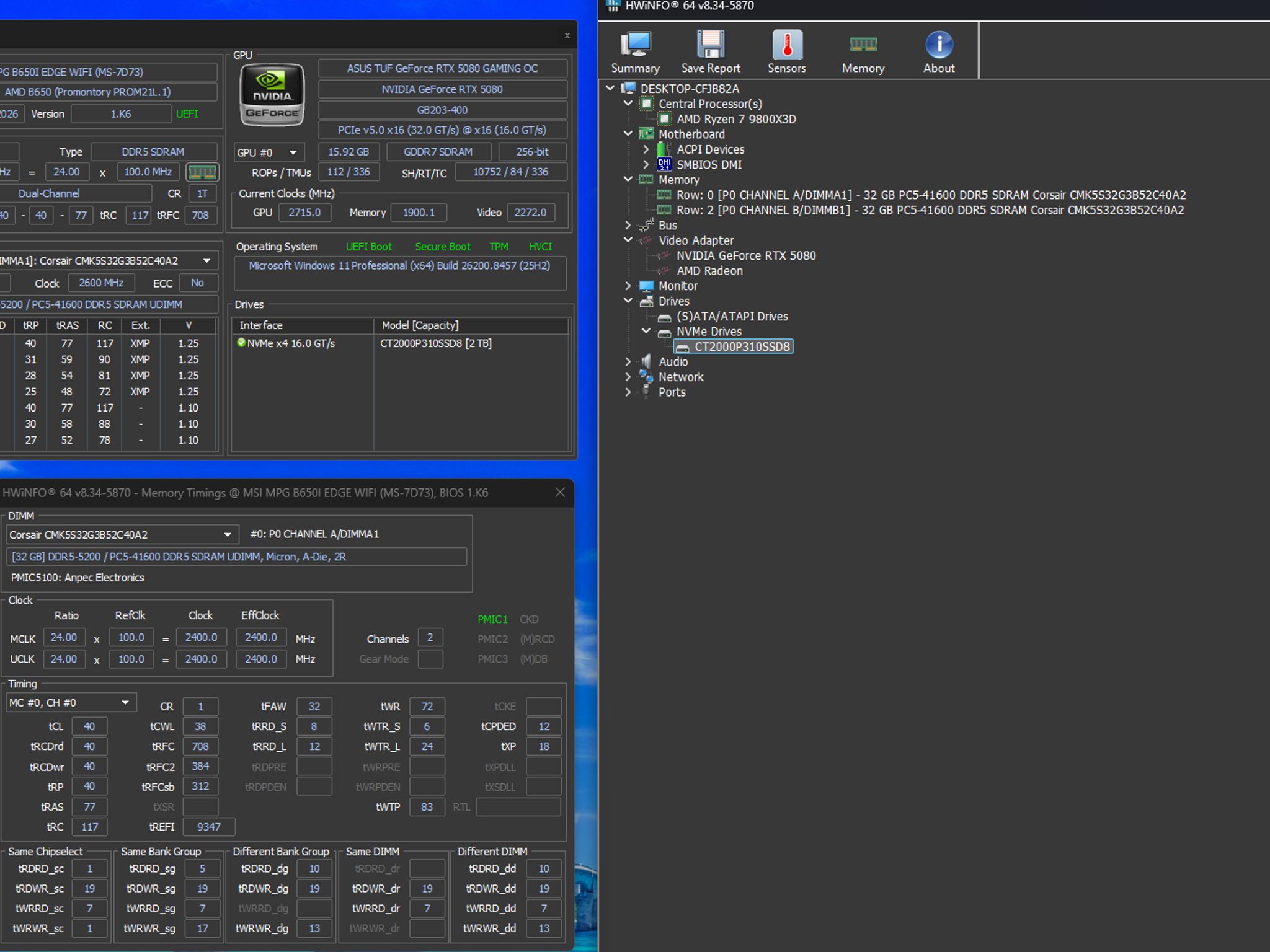 "Project Obsidian Nano" | 9800X3D | 5080 TUF | 64GB DDR5 | 2TB Nvme |