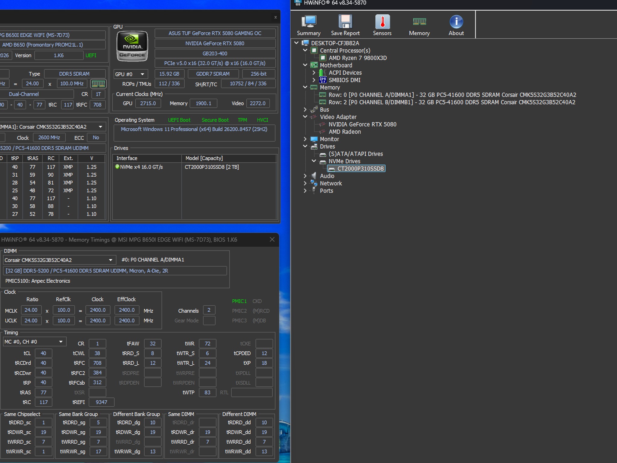 "Project Obsidian Nano" | 9800X3D | 5080 TUF | 64GB DDR5 | 2TB Nvme |