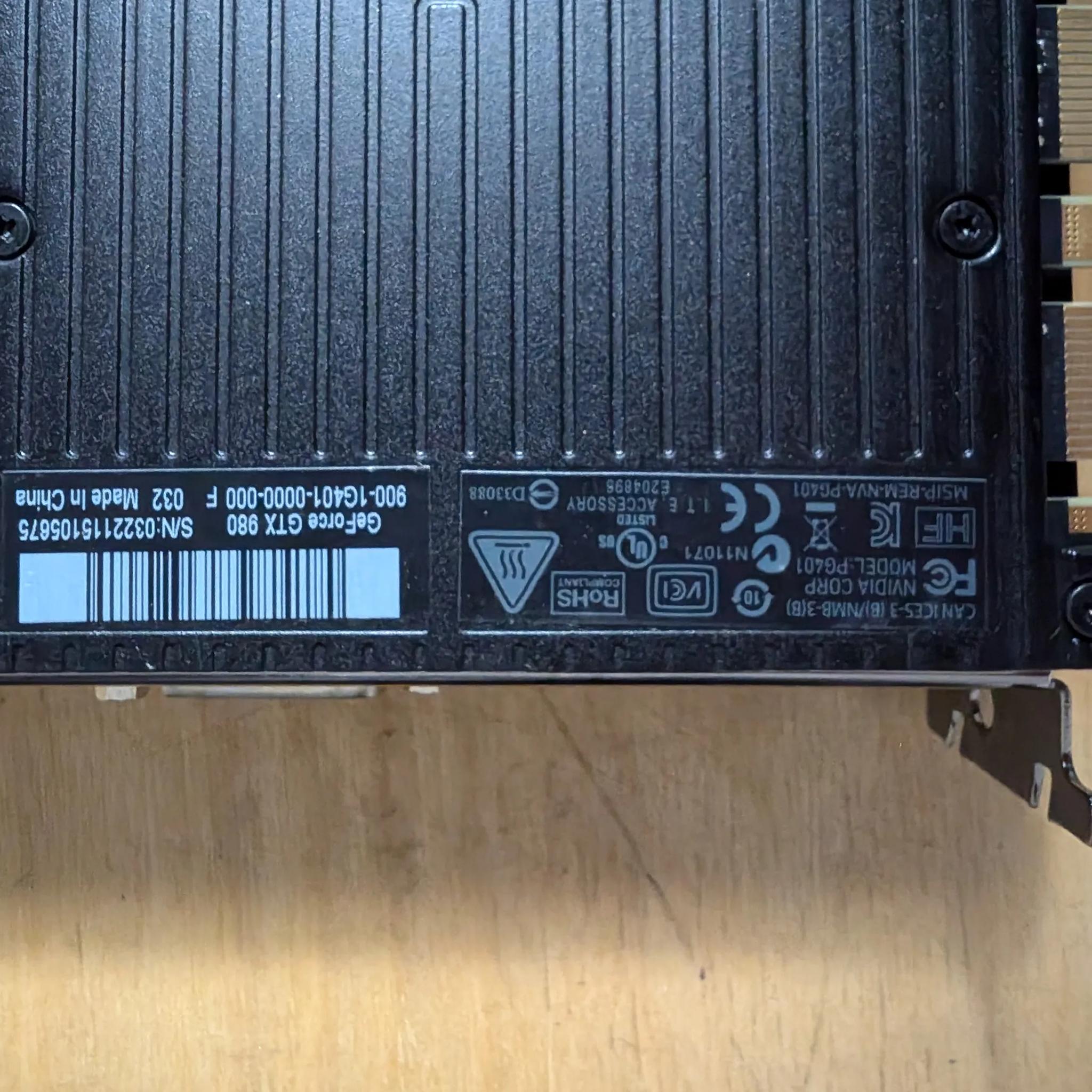 Nvidia GTX 980 4GB graphics card