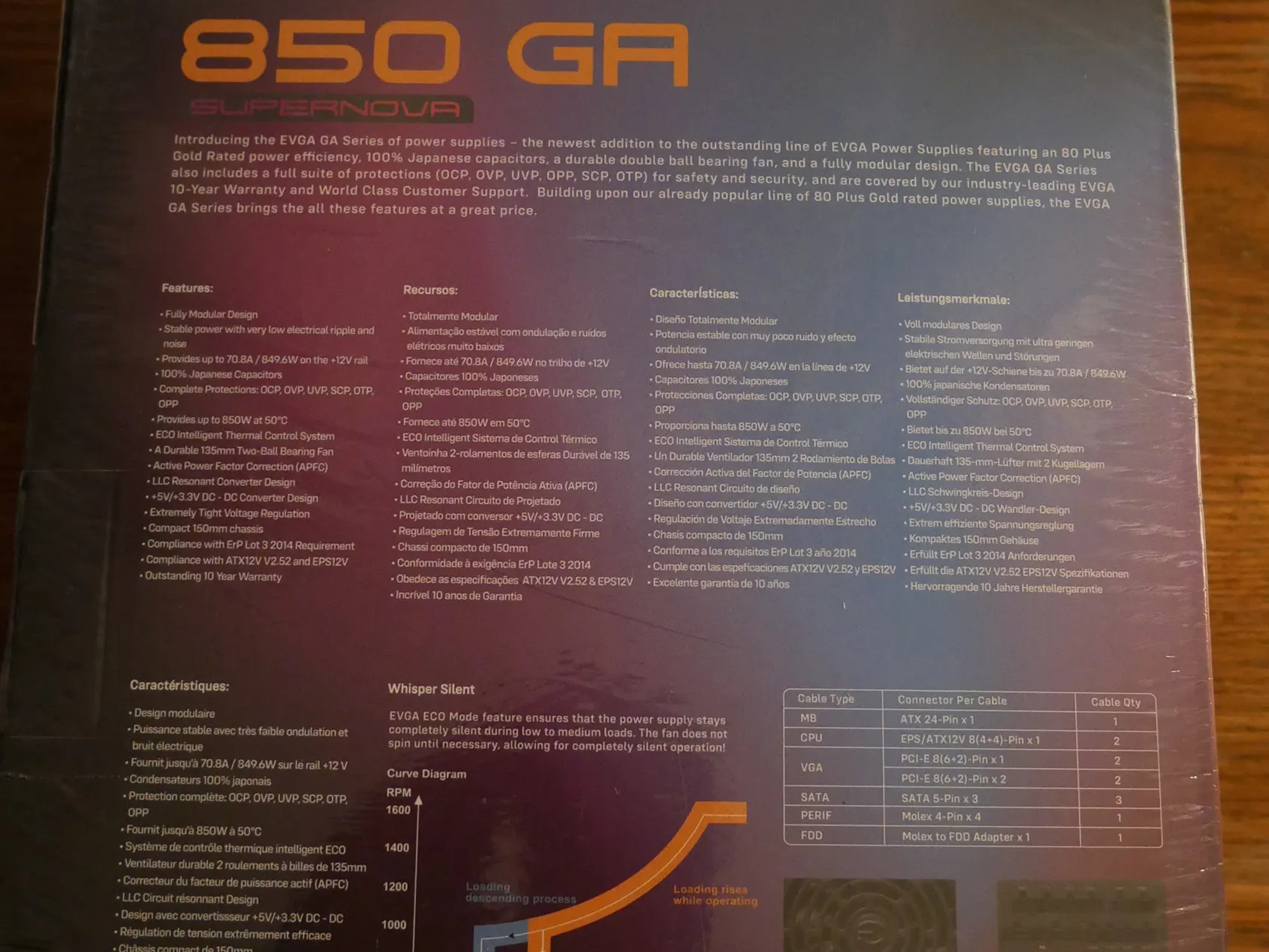 EVGA SuperNOVA 850 GA, 80 Plus Gold 850W, Fully Modular, Eco Mode, Power Supply 220-GA-0850-X1