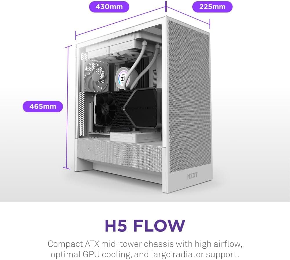 *NIB* NZXT H5 Flow 2024 - Compact ATX Mid-Tower PC Gaming Case - High Airflow - White