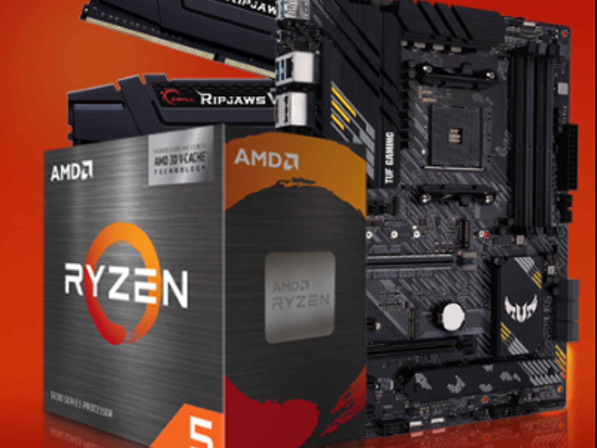 AMD Ryzen 5 5600X3D, ASUS TUF Gaming B550 Plus WiFi II DDR4, G.Skill Ripjaws V 16GB DDR4-3200