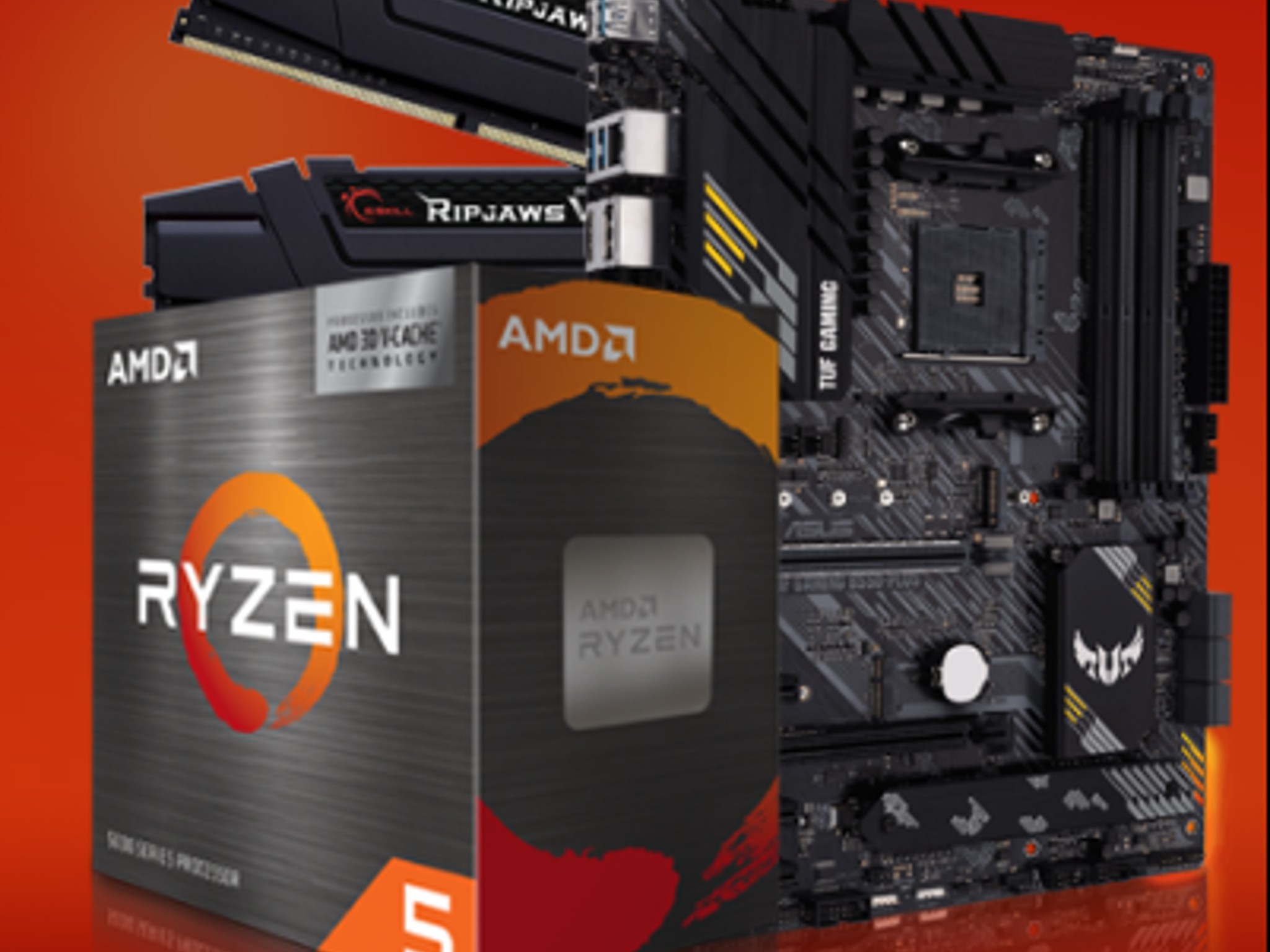AMD Ryzen 5 5600X3D, ASUS TUF Gaming B550 Plus WiFi II DDR4, G.Skill Ripjaws V 16GB DDR4-3200
