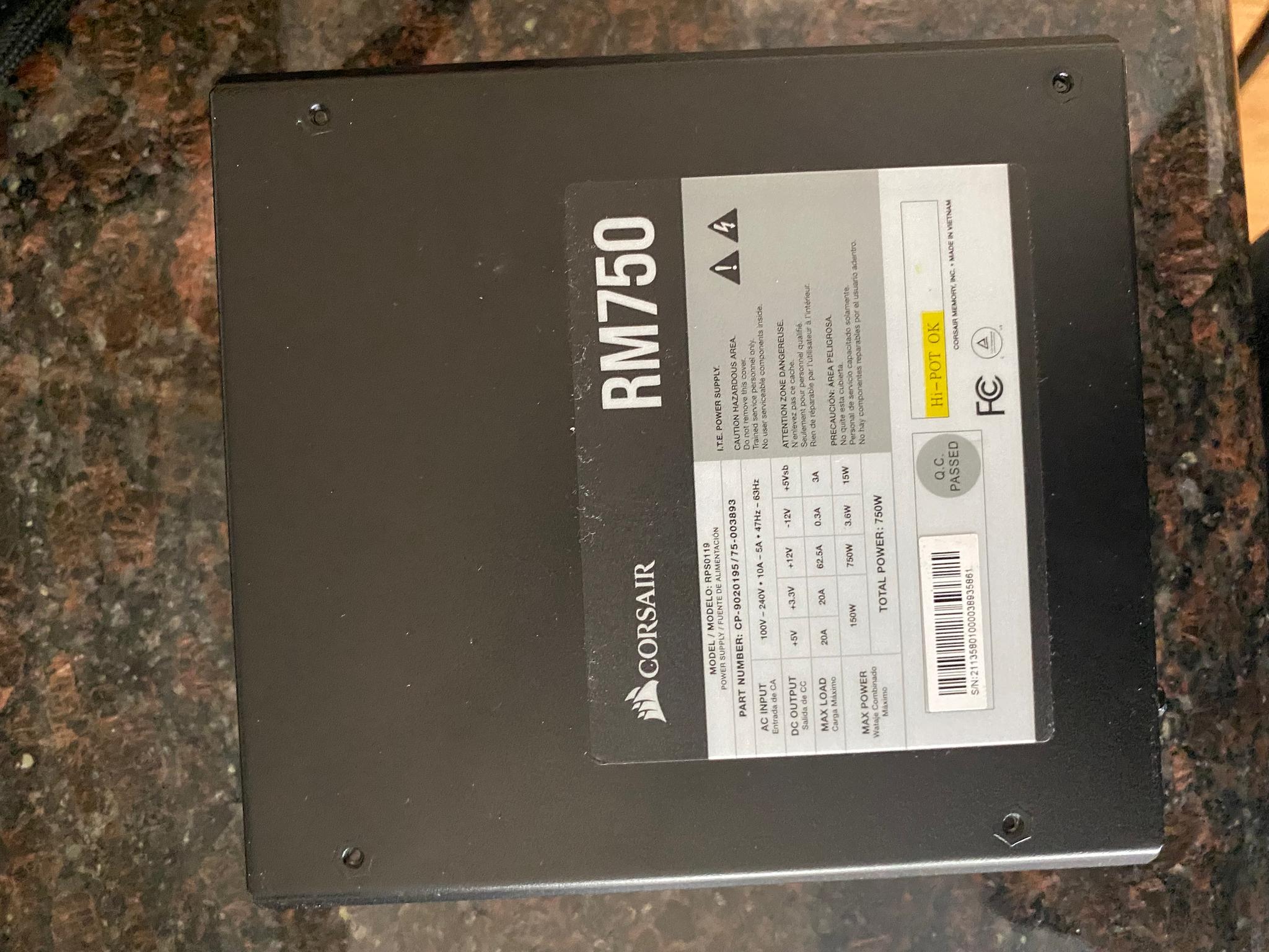 Corsair RM750 750W 80 PLUS Fully Modular PSU. TESTED. Only Used Once