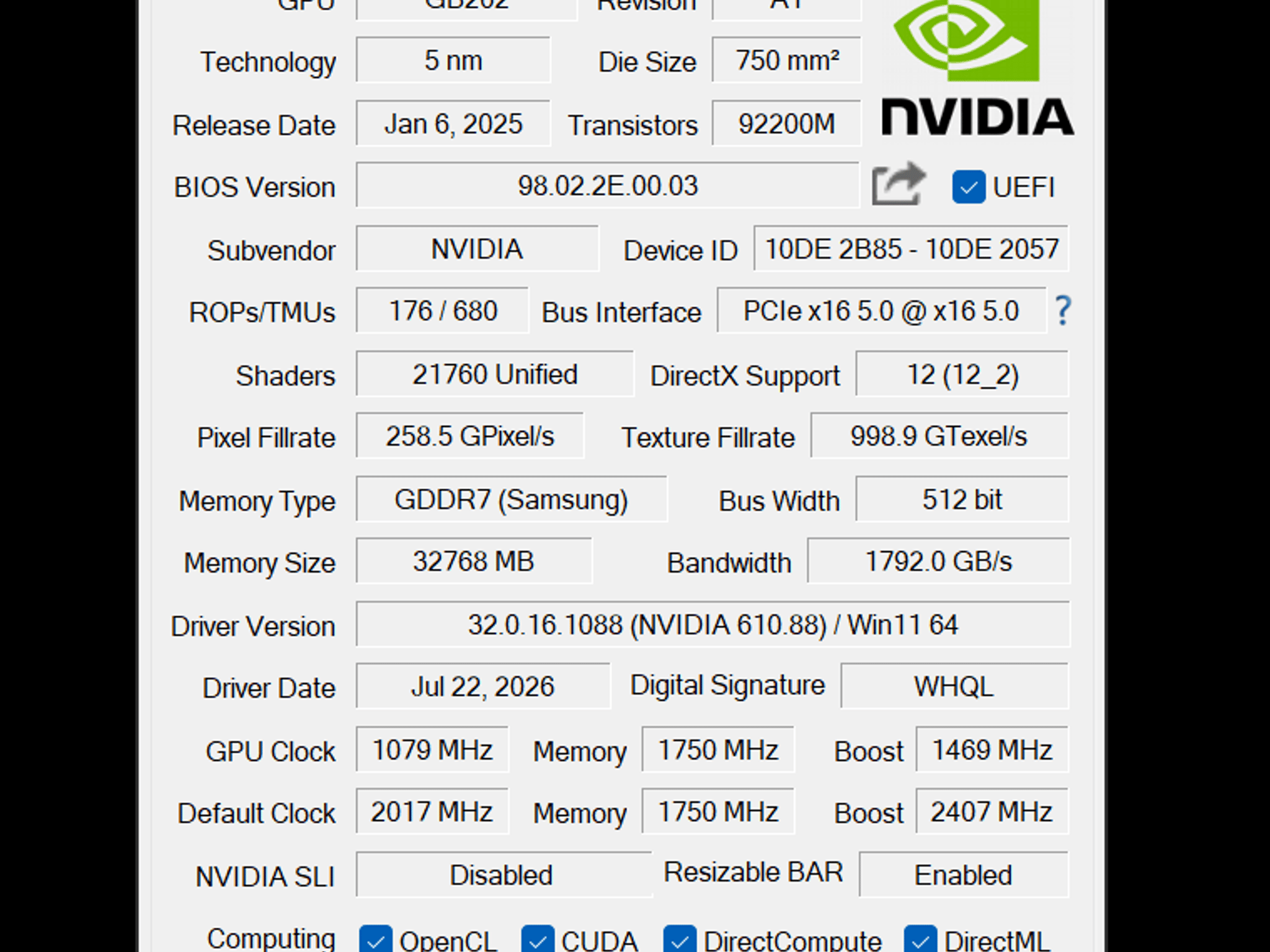 NVIDIA GeForce RTX 5090 Founders Edition