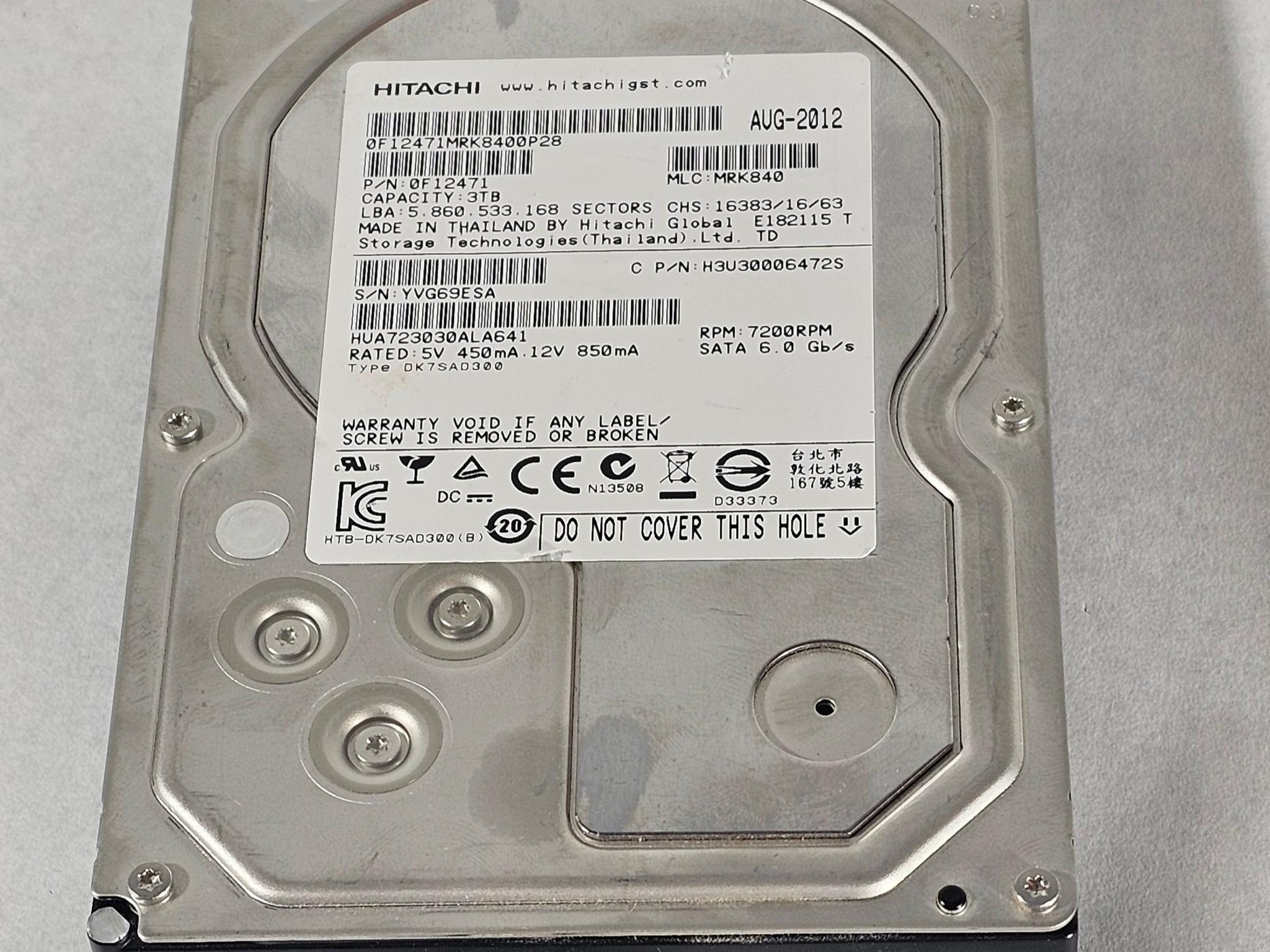 3TB 3.5" HDD Hard Drive HITACHI