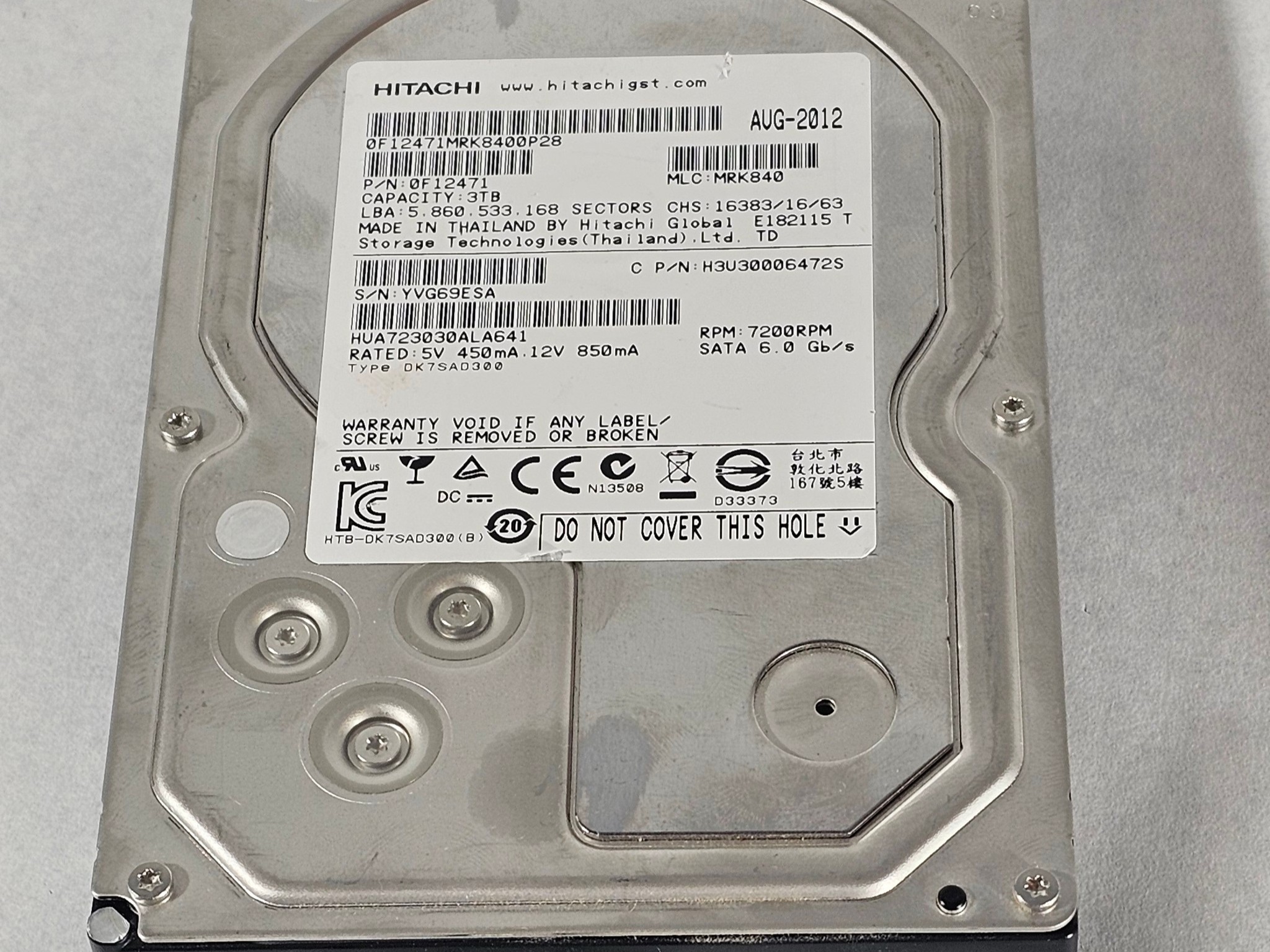 3TB 3.5" HDD Hard Drive HITACHI