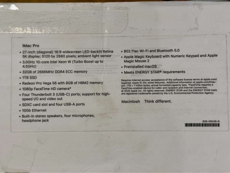 Apple iMac Pro 27" Intel Xeon W 10-Core - 32GB Memory - 1TB SSD - Radeon Pro Vega 56 w/ AppleCare+