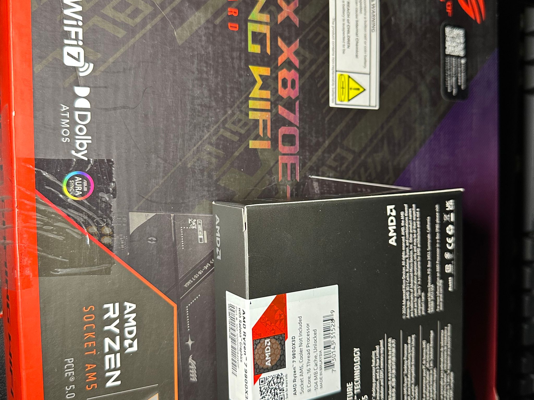 Brand New Unopened AMD Ryzen 7 9800X3D No Ram Bundle with A “Used” Asus X870E-E Gaming Wifi