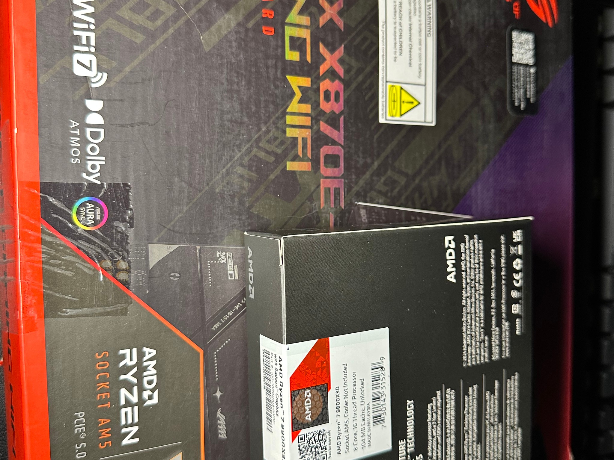 Brand New Unopened AMD Ryzen 7 9800X3D No Ram Bundle with A “Used” Asus X870E-E Gaming Wifi