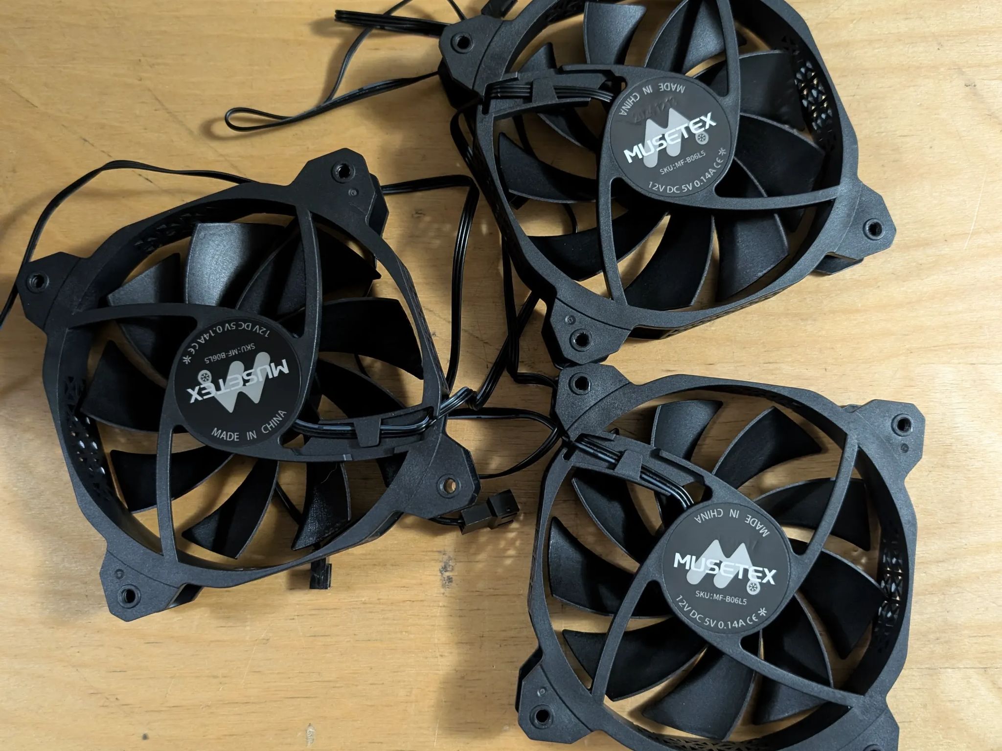 3x Musetex Black 120mm case fans