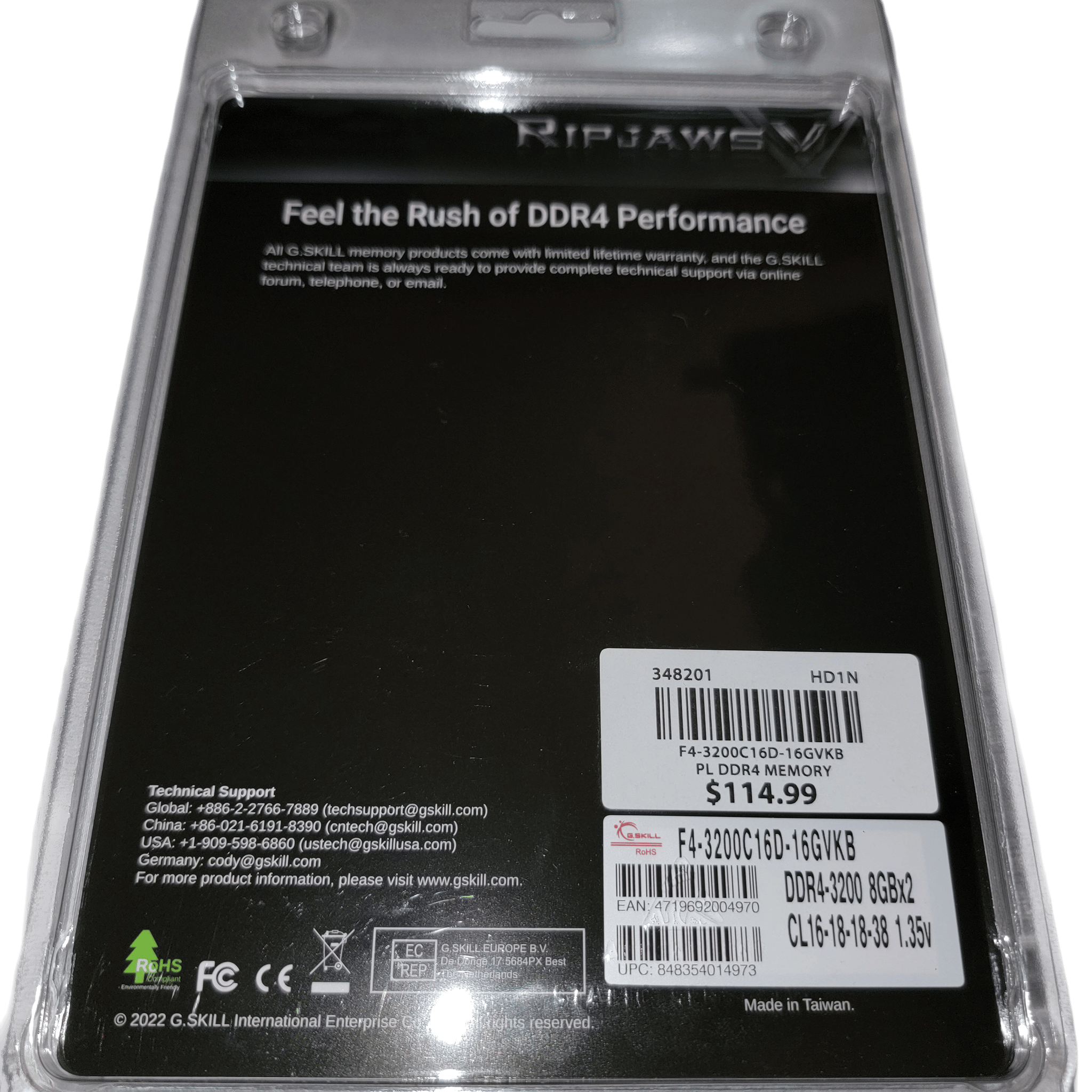 G.Skill Ripjaws V 16GB (2 x 8GB) DDR4 3200Mhz CL16-18-18-38 Brand New