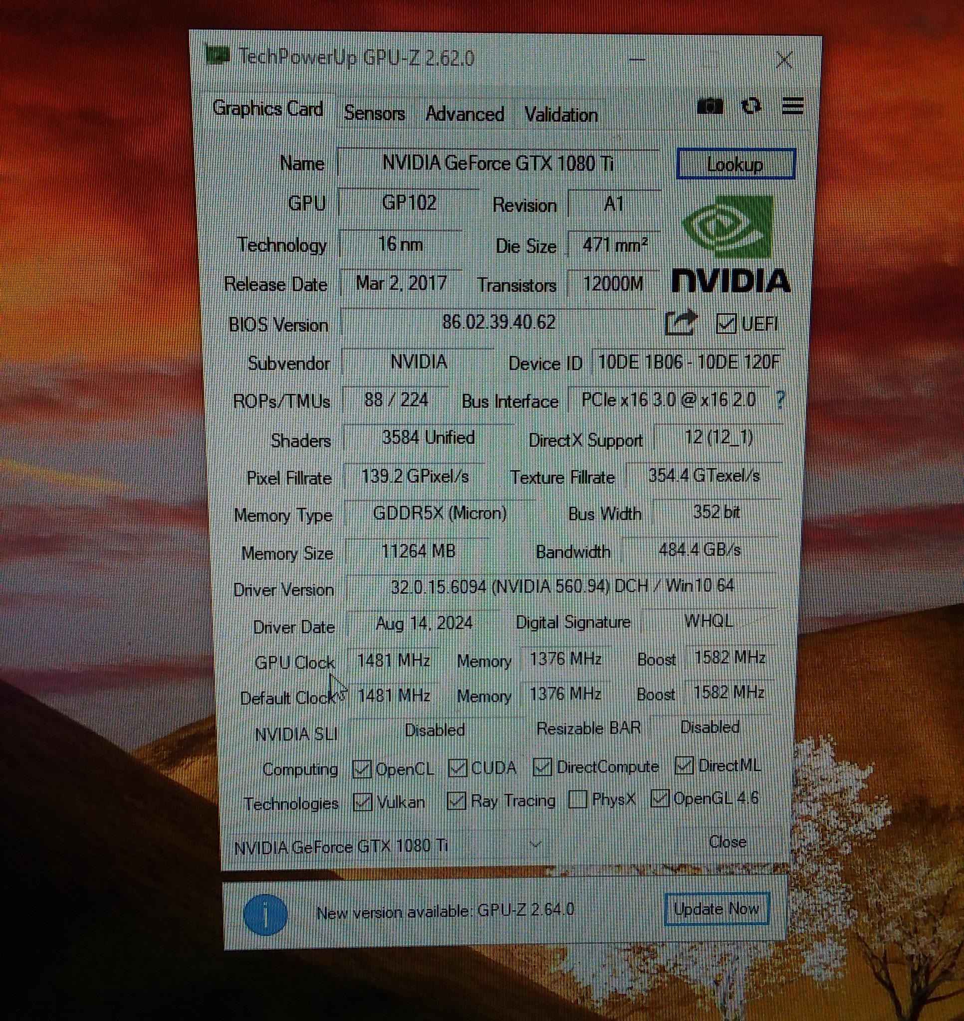 Nvidia GeForce GTX-1080ti 11GB Founders Edition In Excellent Condition