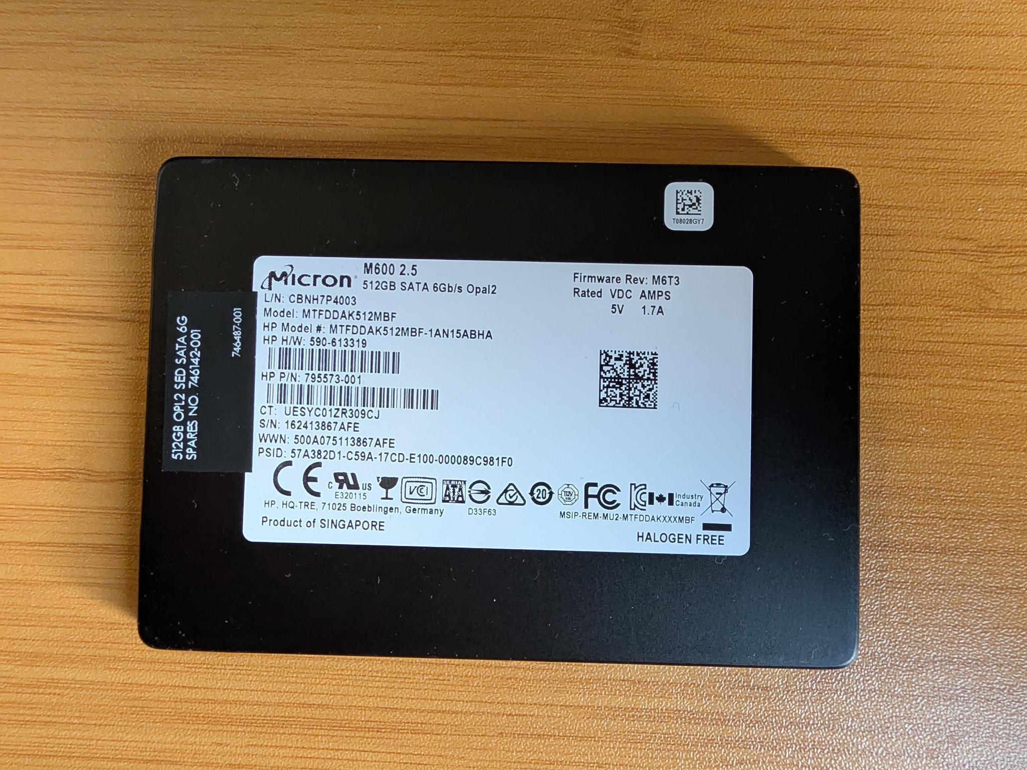 [Like New] Micron M600 512GB SSD(31 Power-On Hours)