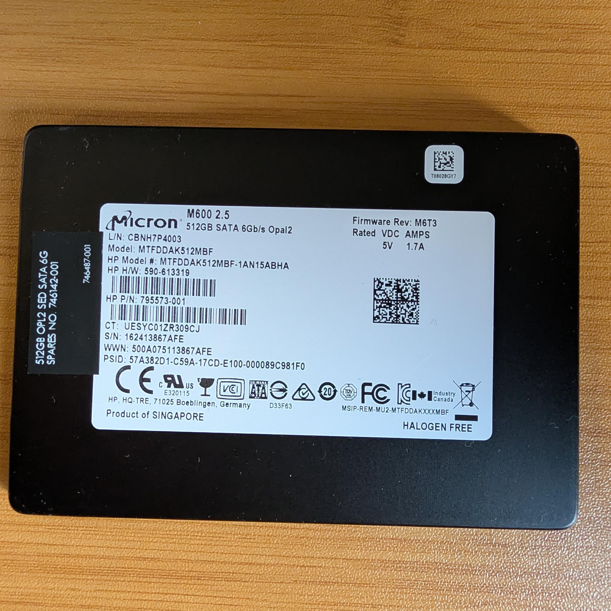 [Like New] Micron M600 512GB SSD(31 Power-On Hours)