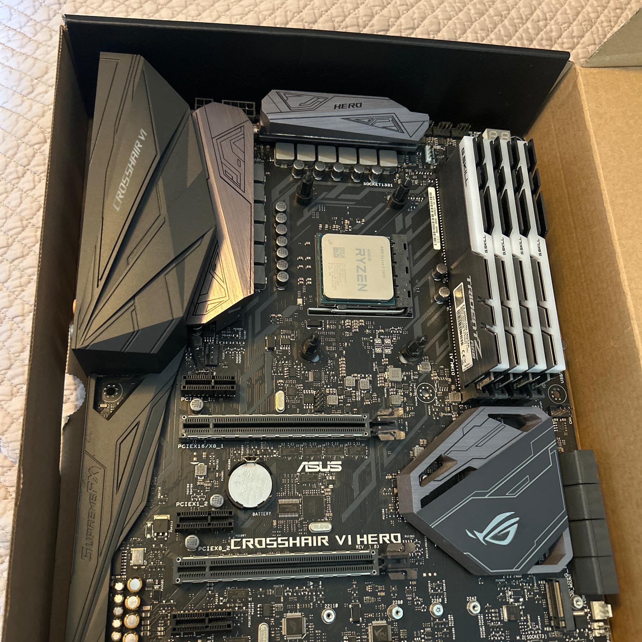 Asus Crosshair VI X370 Motherboard + Ryzen 5 3600 + 32 Gb DDR4 Trident Z | COMBO