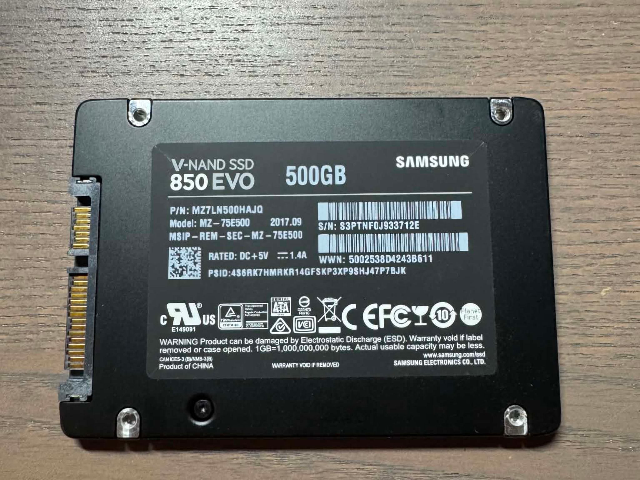 Samsung 850 EVO 500GB 2.5" SATA III Internal SSD MZ-75E500 for PC/Laptop