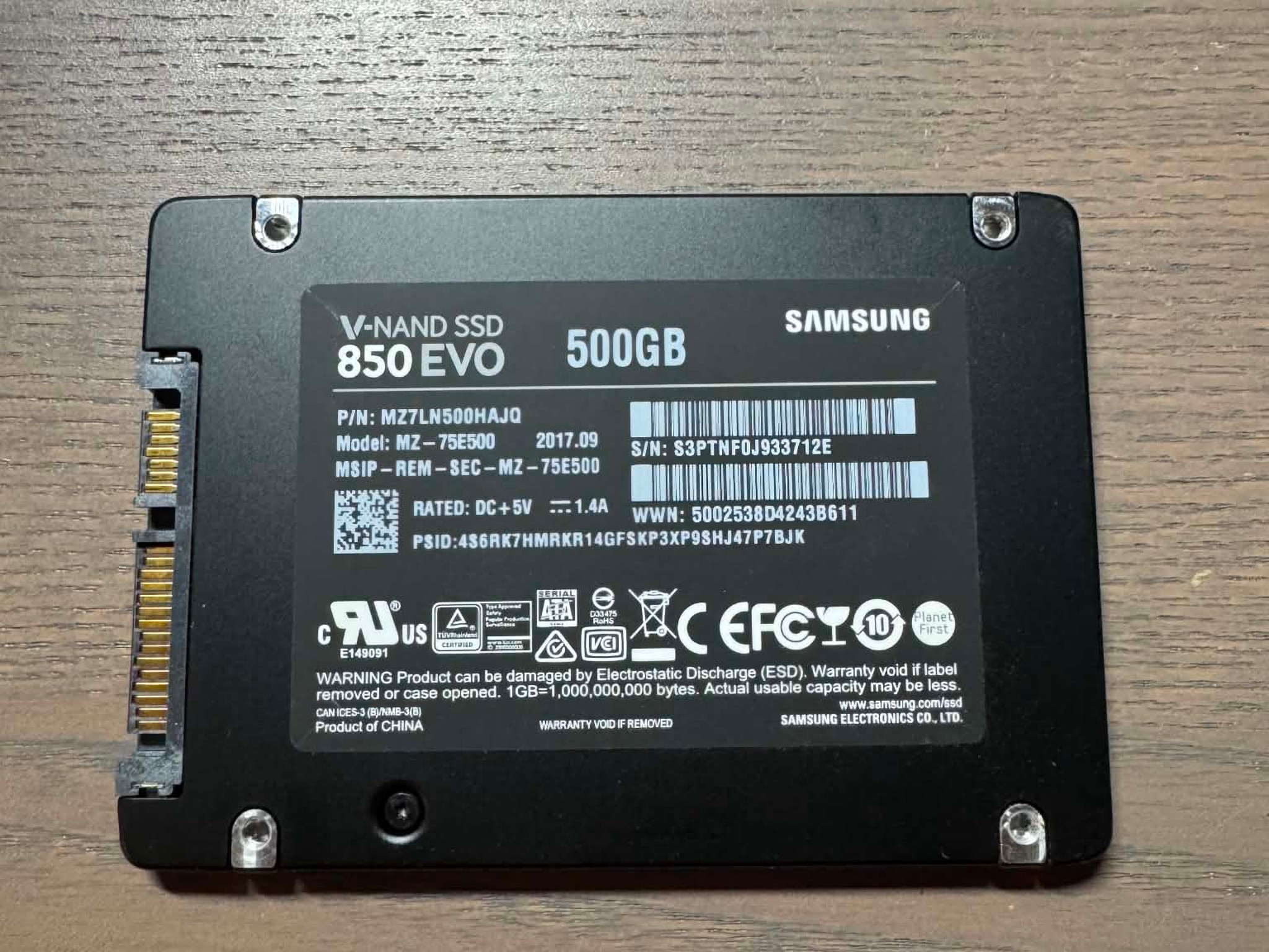 Samsung 850 EVO 500GB 2.5" SATA III Internal SSD MZ-75E500 for PC/Laptop