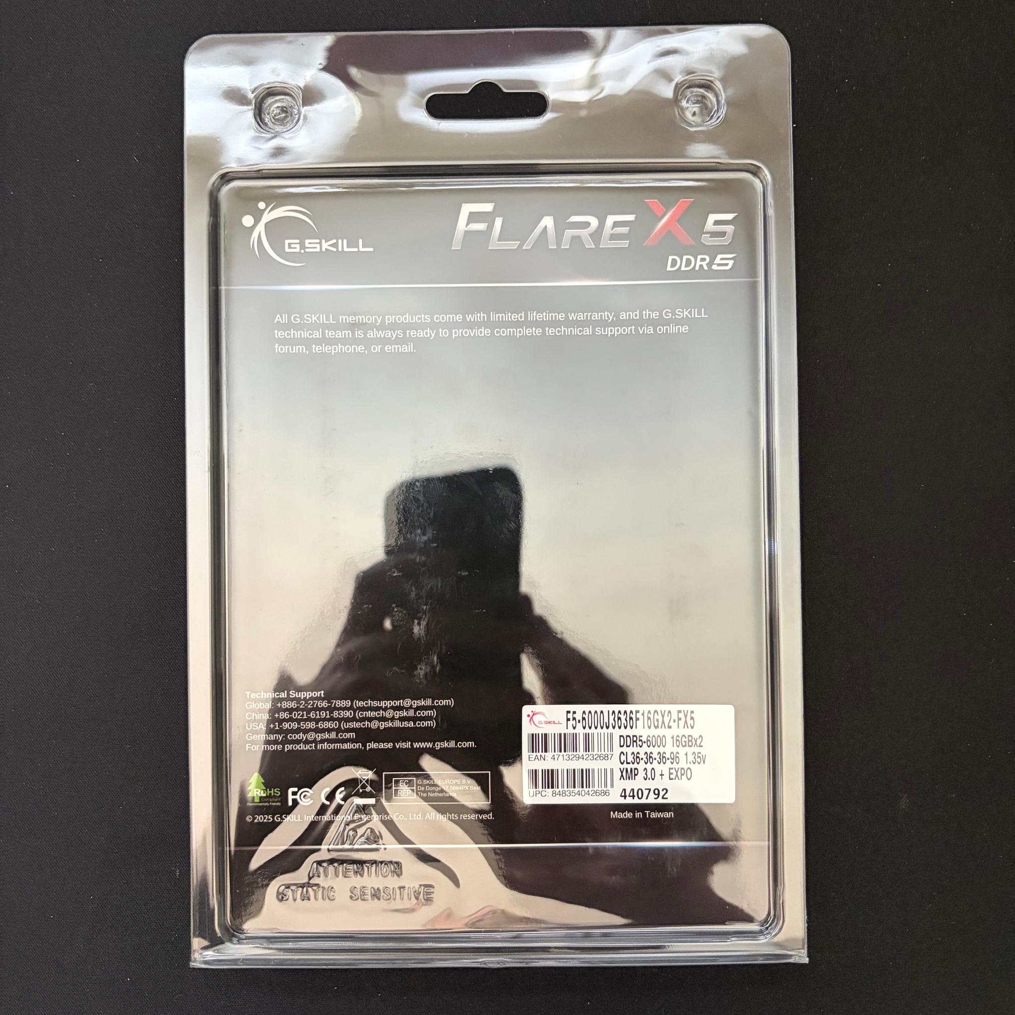 G.Skill Flare X5 Series 32GB (2x16GB) 6000MT/s CL36 DDR5 AMD EXPO and Intel XMP 3.0 Ready