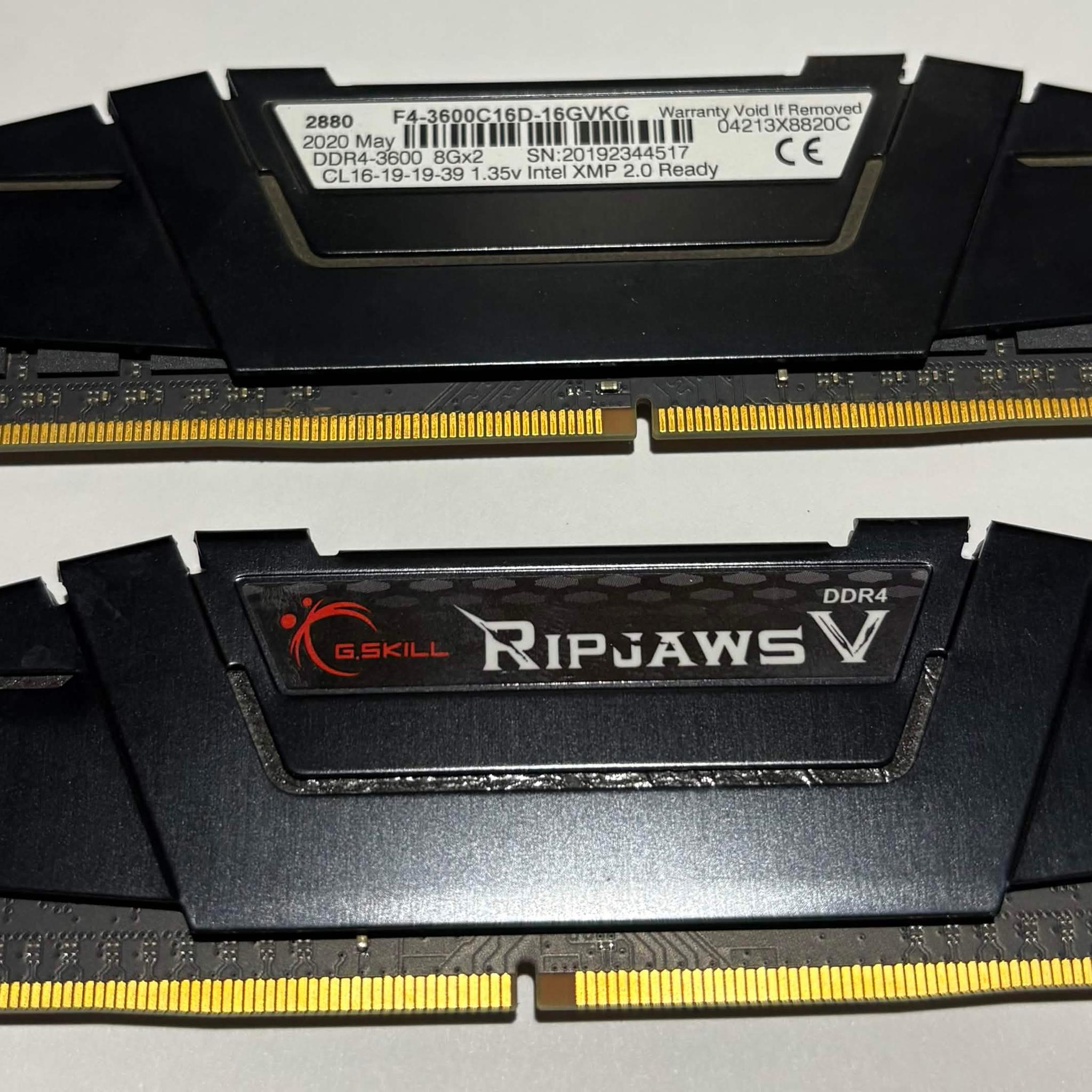 G.SKILL Ripjaws V 16GB (2x8GB) DDR4-3600 CL16 Desktop RAM Kit F4-3600C16D-16GVKC