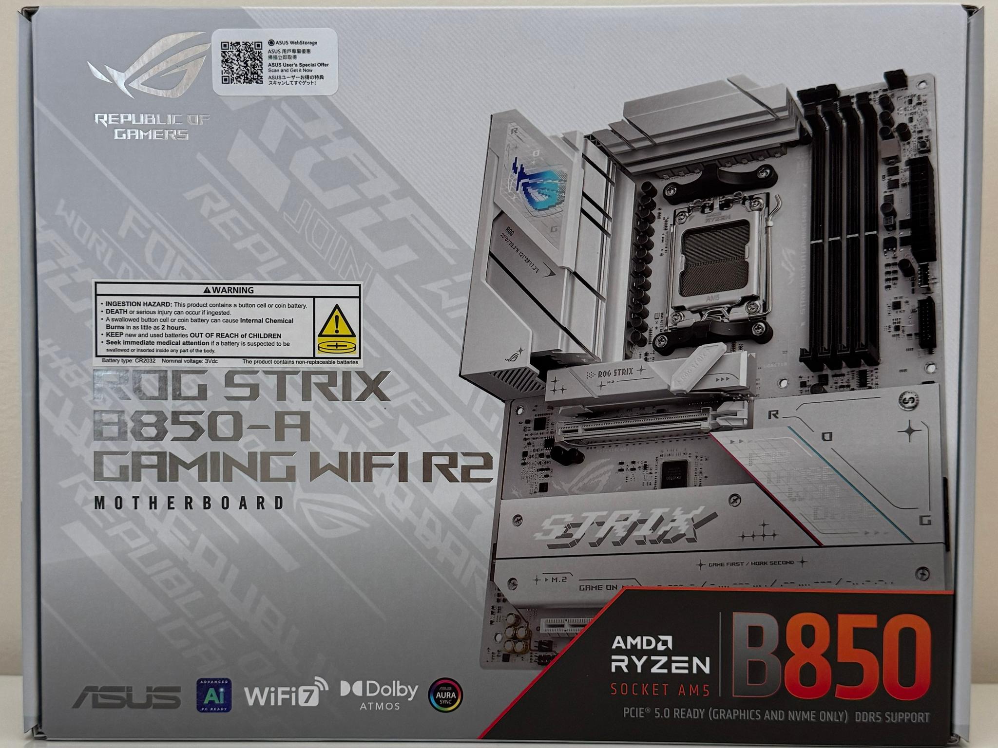 New ASUS ROG STRIX B850-A GAMING WIFI R2 AMD AM5 B850 ATX Motherboard - WiFi 7, 4x M.2, PCIe 5.0 x16