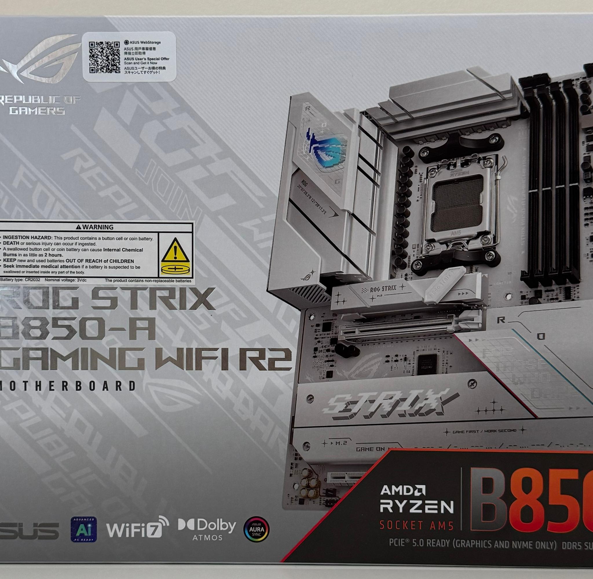 New ASUS ROG STRIX B850-A GAMING WIFI R2 AMD AM5 B850 ATX Motherboard - WiFi 7, 4x M.2, PCIe 5.0