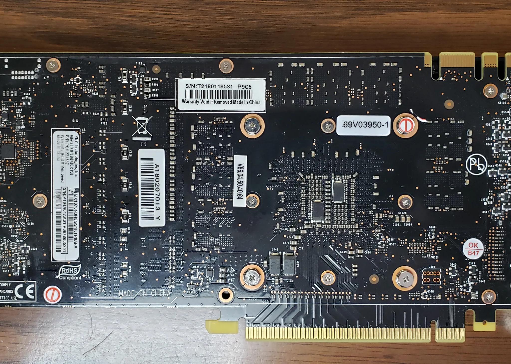 PNY GTX 1070 graphics card with 8gb memory