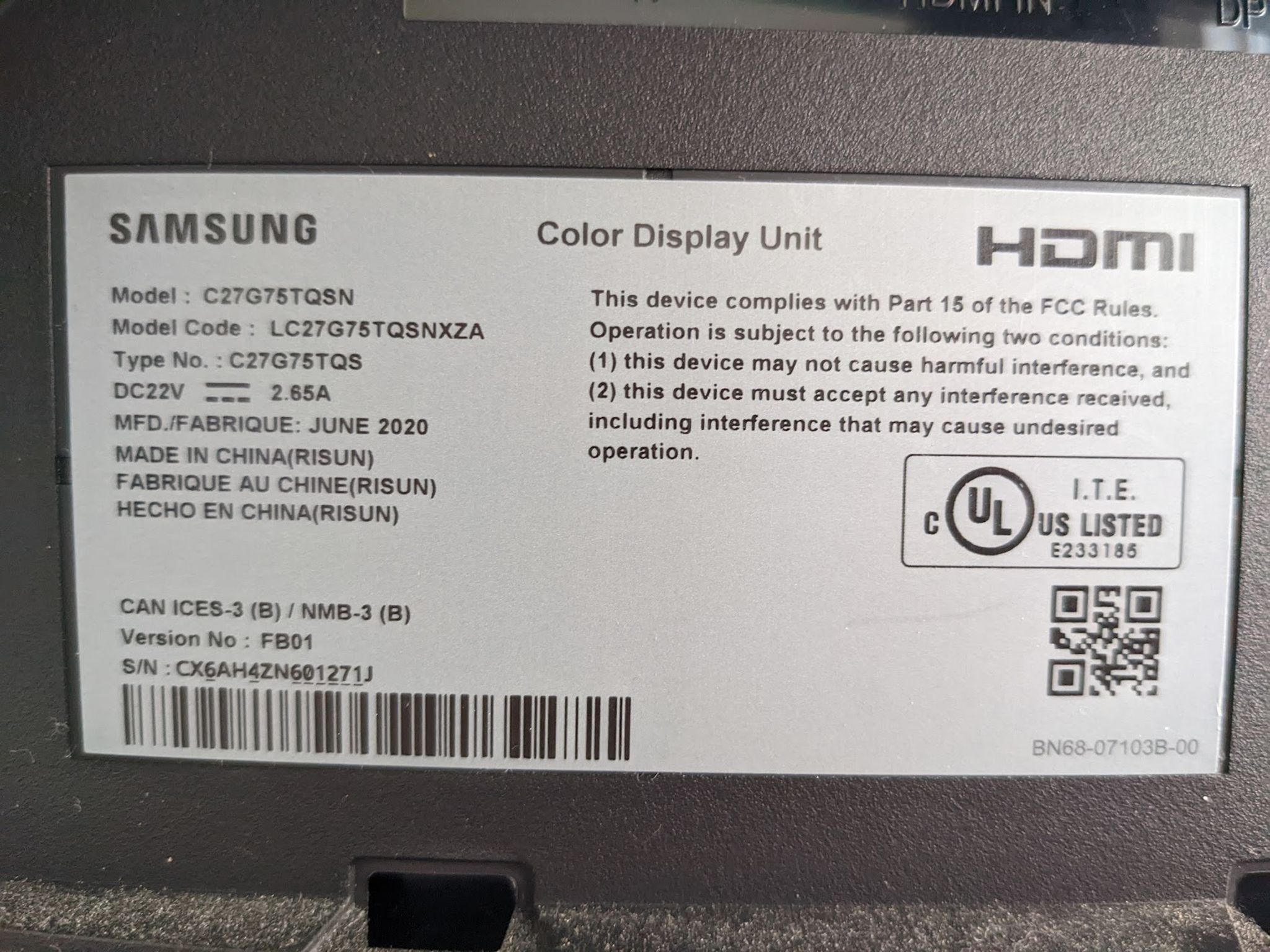 Samsung Odyssey G7 27in