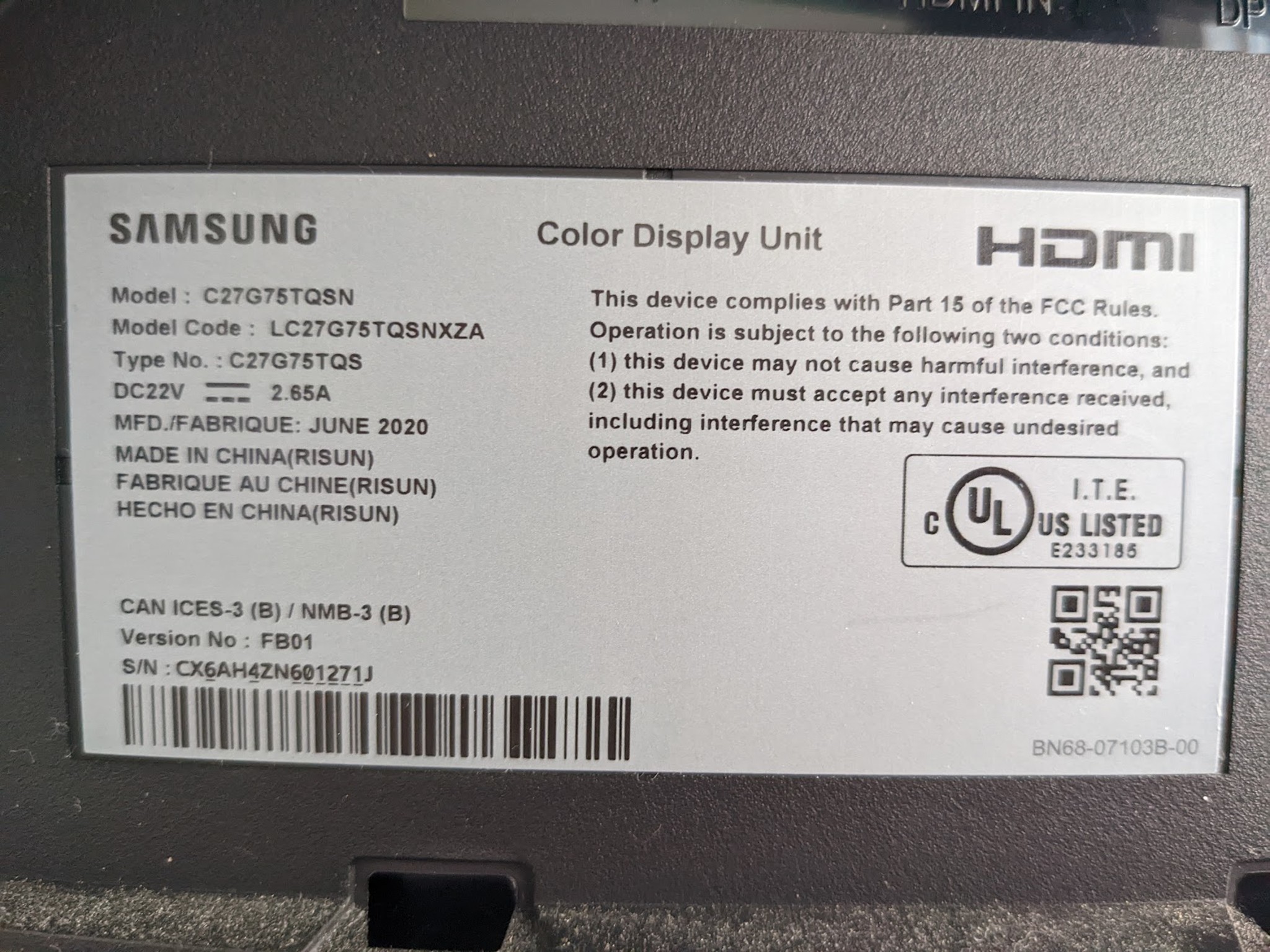 Samsung Odyssey G7 27in