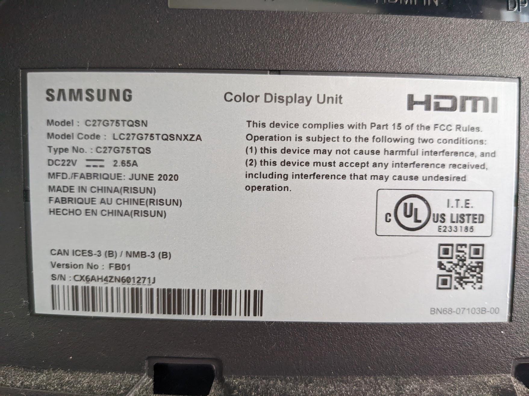 Samsung Odyssey G7 27in