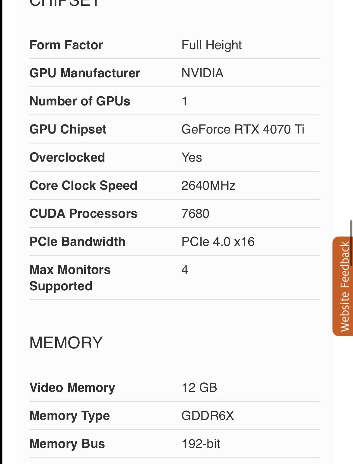 Gigabyte RTX 4070ti 12GB