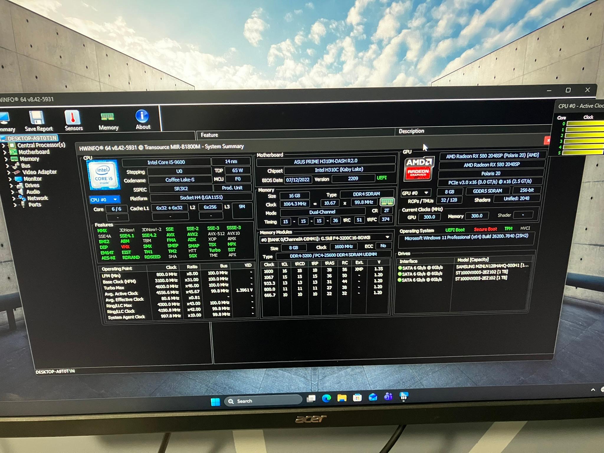 Six Core | i5-9600 | RX 580 | 8 GB Ram | 128 GB SSD | 2 x 1 TB Game HDD | 750W PSU | Win 11 Pro